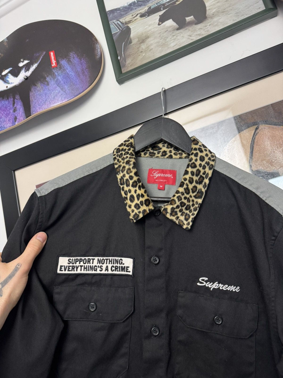 Supreme Supreme Everythings a Crime Button Up Leopard Work Shirt Size US M / EU 48-50 / 2 - 2 Thumbnail