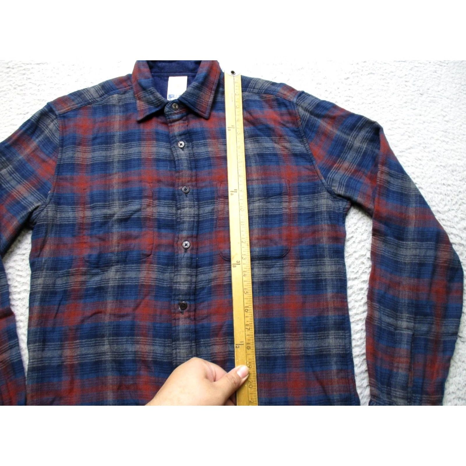 Faherty Faherty Shirt Mens XS Blue Plaid Reversible Flannel Button Front Organic Cotton Size US XS / EU 42 / 0 - 4 Thumbnail