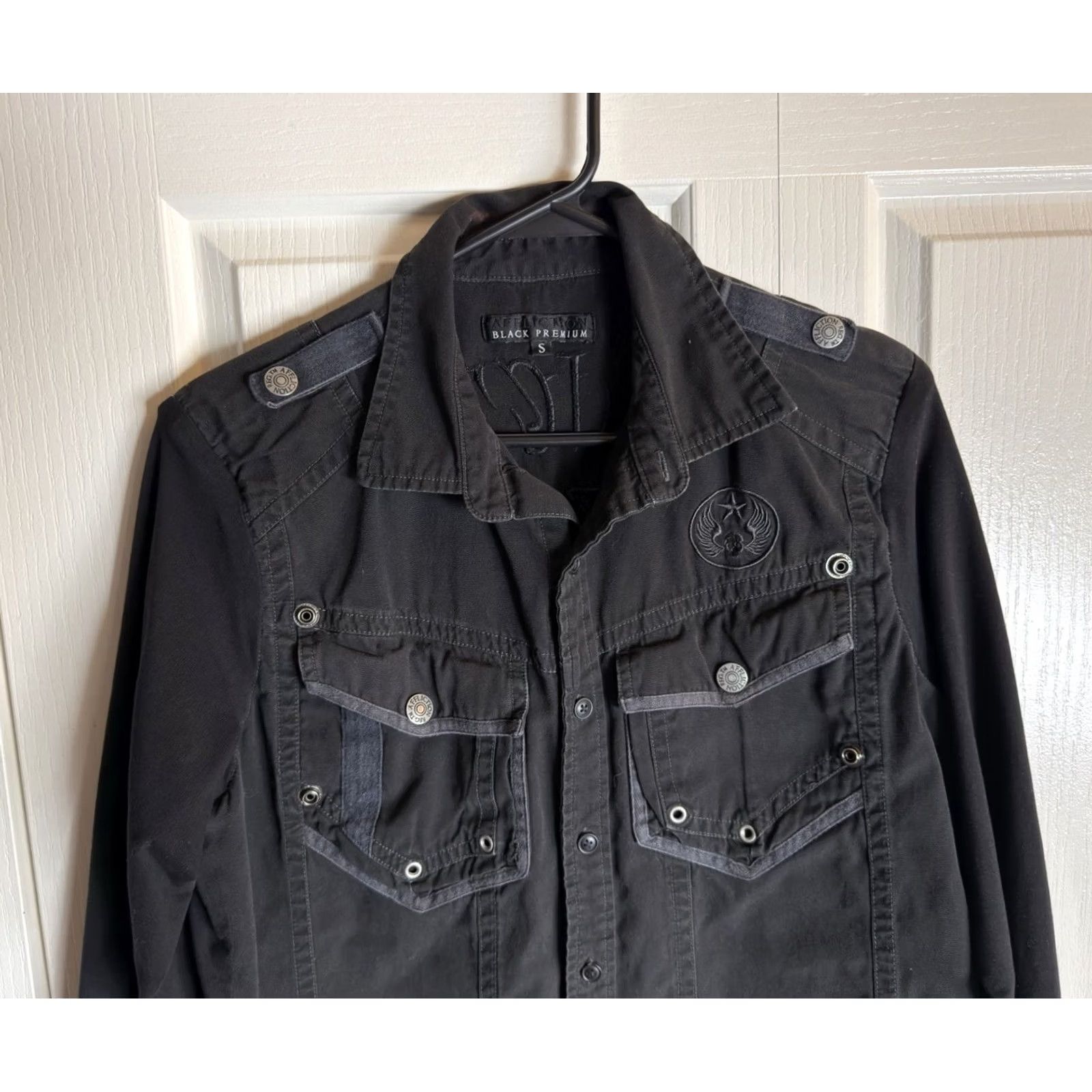 Affliction Affliction Black Premium Men’s OVERTAKE Long Sleeve Dress Shirt Black Mens S Shirt Size 36R - 4 Thumbnail