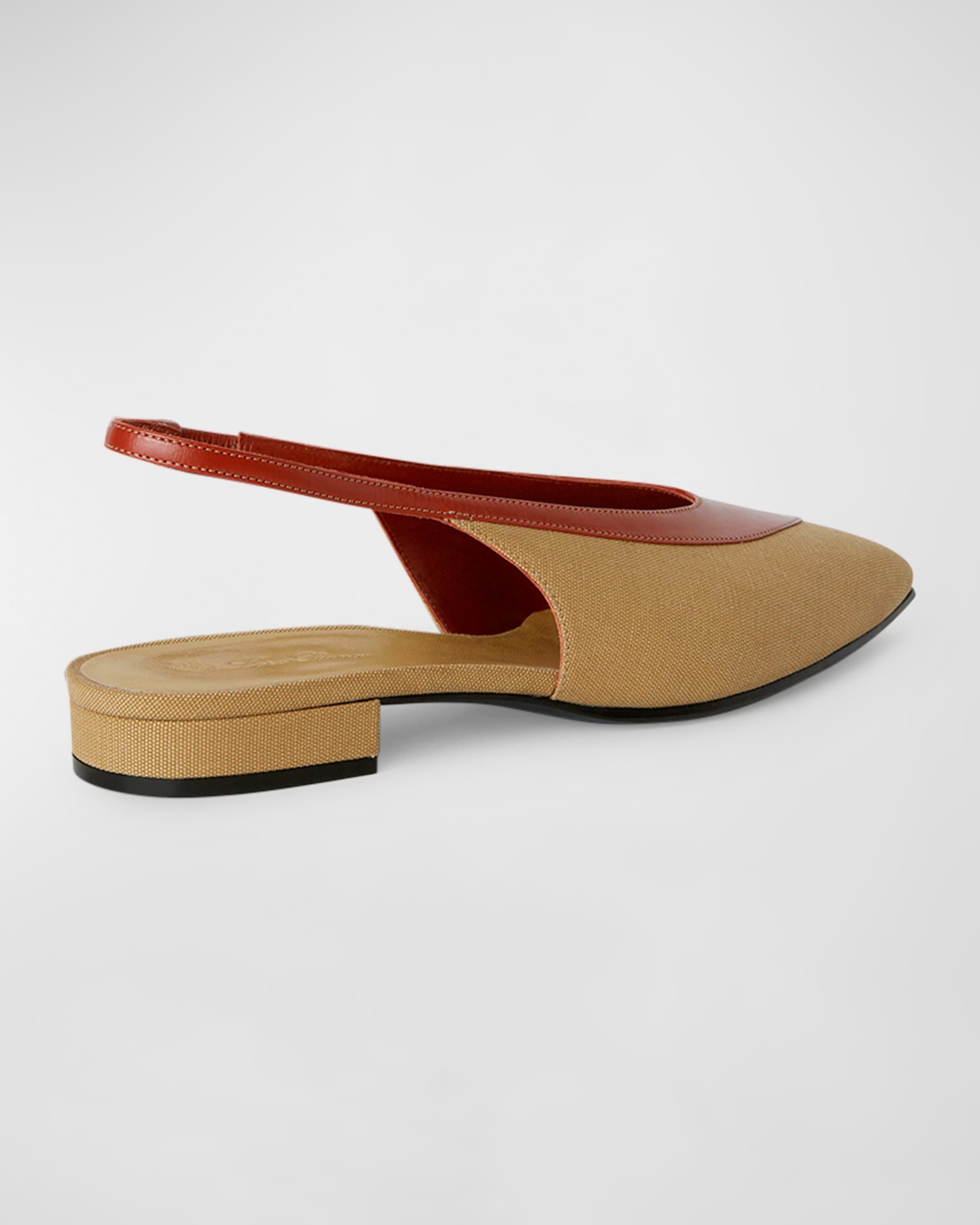 Loro Piana o1srvl11e0725 Rebecca Bicolor Slingback Flats Beige/Red Size US 8 / IT 38 - 3 Thumbnail