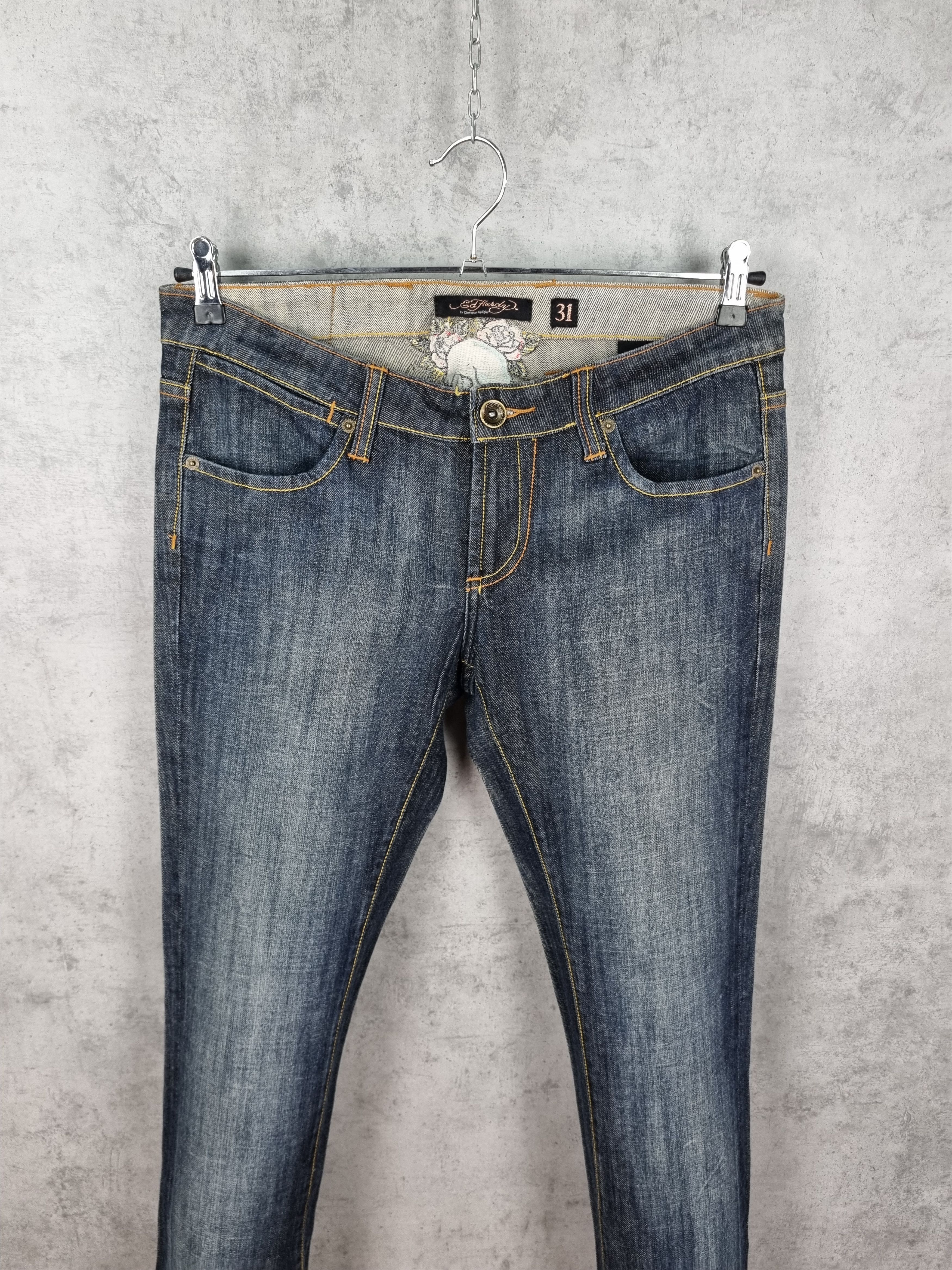 Christian Audigier × Ed Hardy Ed Hardy Knitted Skull Skinny Jeans Raw Denim Size US 31 - 9 Thumbnail