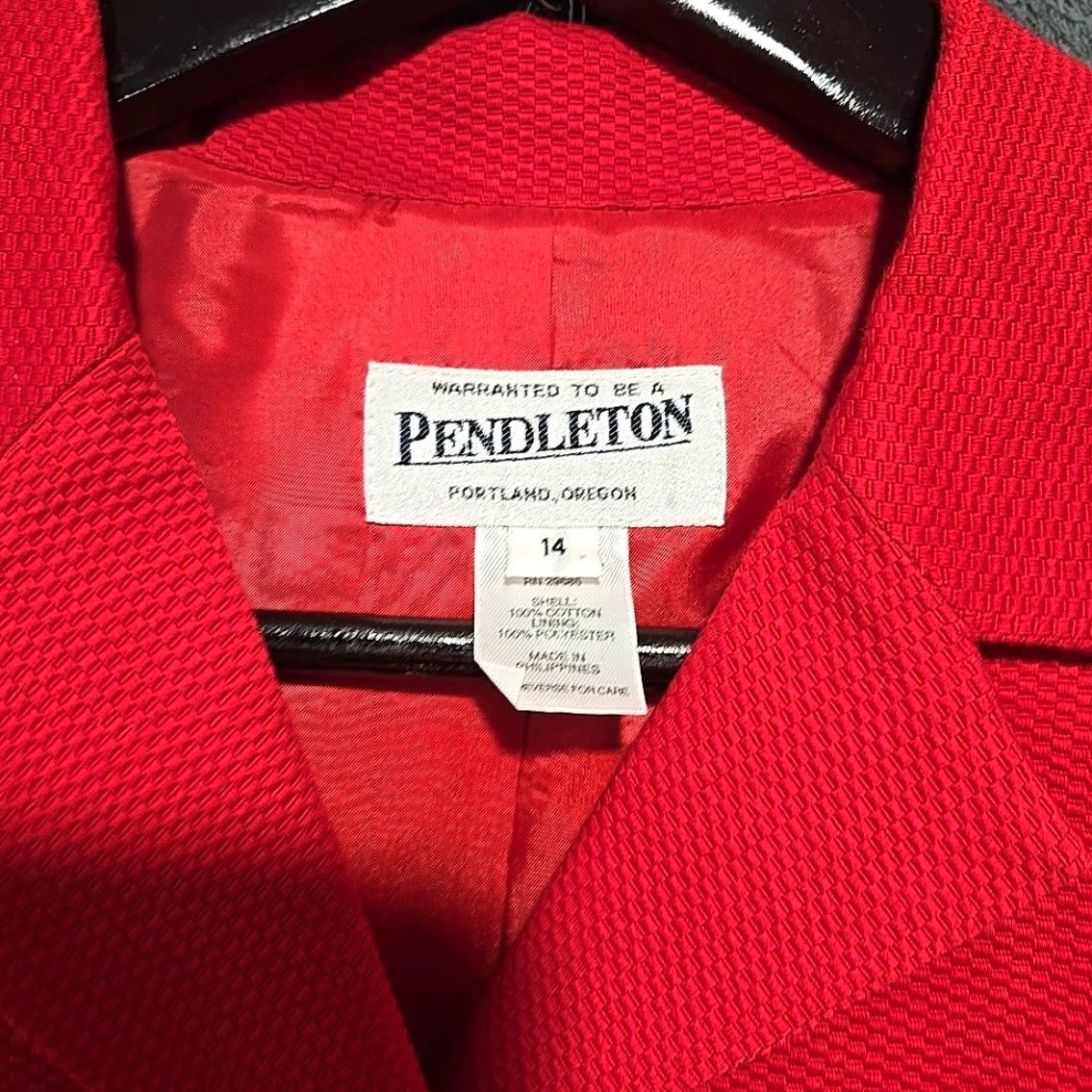 Pendleton VINTAGE Pendleton Jacket Size 14 Red Short Cropped Button Womens Size 36" / US 14 / IT 50 - 4 Thumbnail