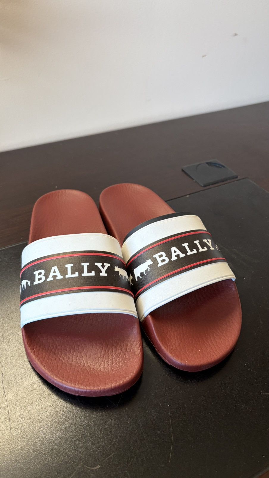 Bally Bally Anibally Rubber Slides – White/Black/Red – Size US 9 Size US 9 / EU 42 - 9 Thumbnail