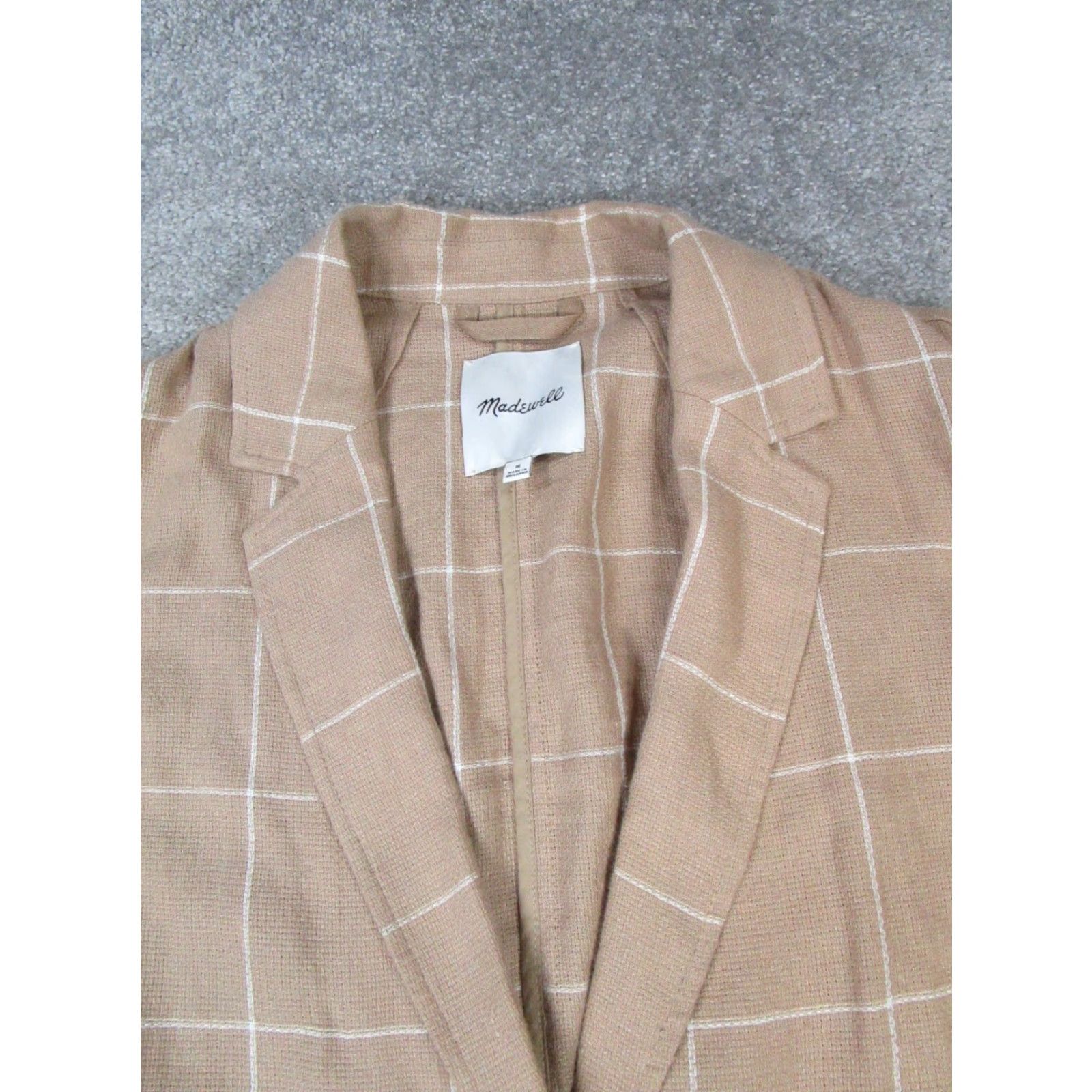 Madewell Madewell Blazer Sports Coat Womens M Brown Linen Blend Check Jacket Mid-Length Long Sleeve Button Closure Women's Blazer 90s Style Basic Jacket Size M / US 6-8 / IT 42-44 - 2 Thumbnail