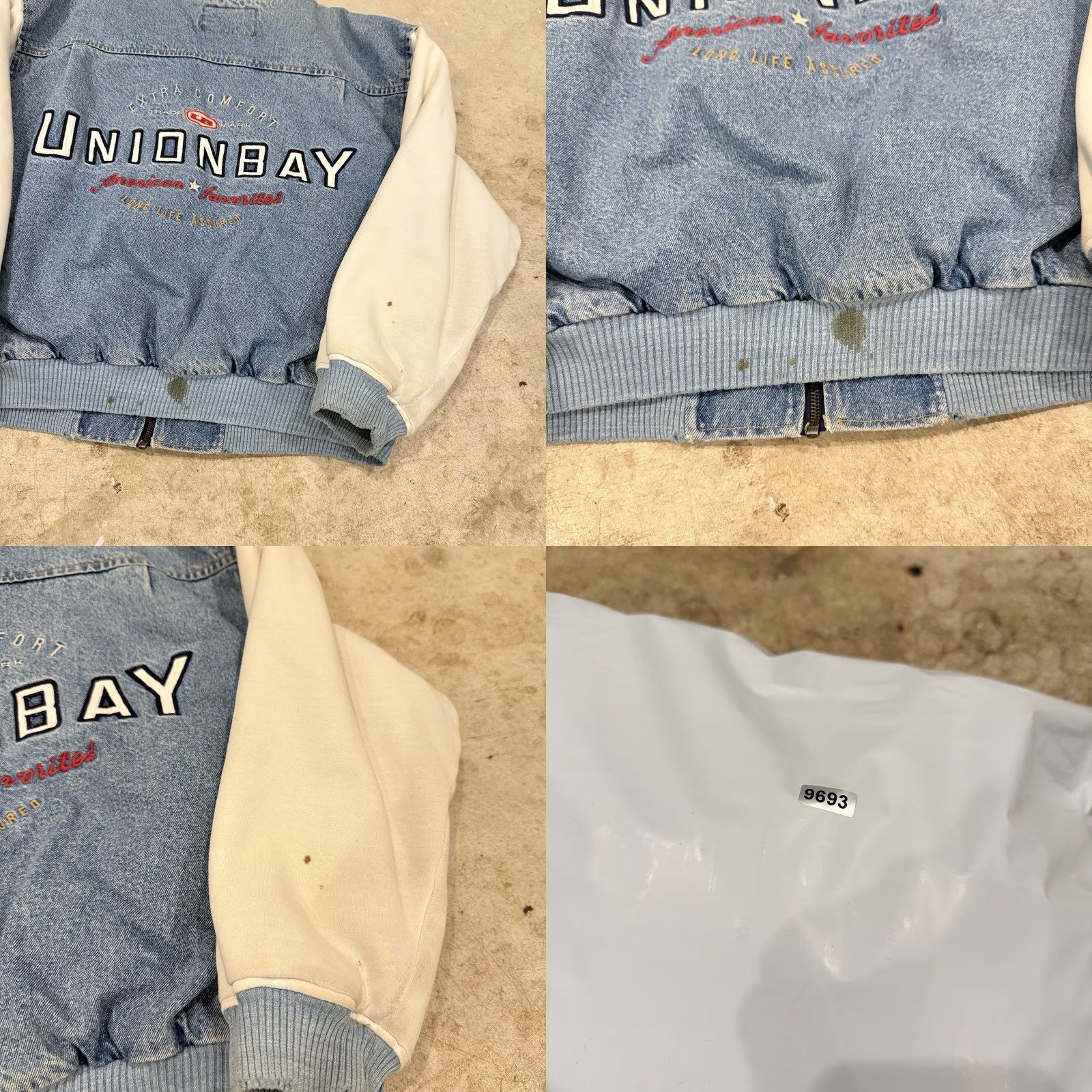 Vintage VINTAGE UNIONBAY Jacket Mens M Blue Denim Bomber Zip Quilt Line Spellout STAINS Size US M / EU 48-50 / 2 - 8 Thumbnail
