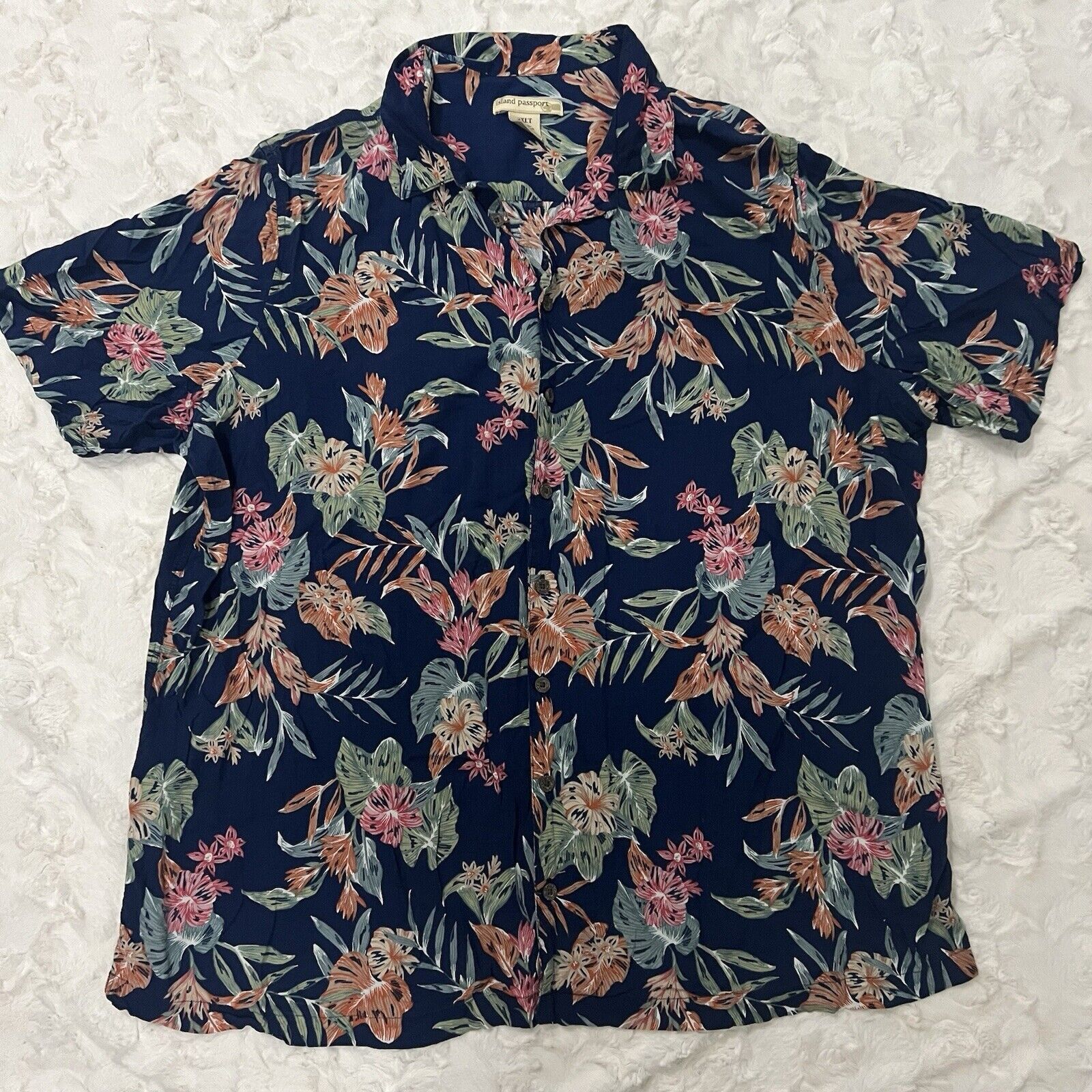 Other Island Passport Shirt Mens Sz 2XLT Short Sleeve Rayon Floral Size US XXL / EU 58 / 5 - 1 Thumbnail