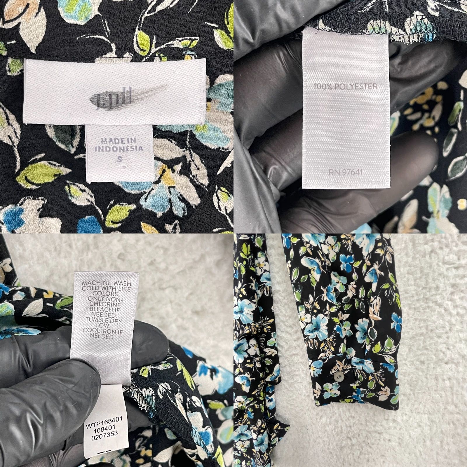 J. Jill J. Jill Black Floral Button-Up Shirt Womens Small Long Sleeve Collared Casual Size S / US 4 / IT 40 - 8 Thumbnail