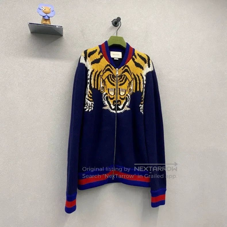 Gucci Gucci Dark blue knitted tiger head jacket Size US S / EU 44-46 / 1 - 3 Thumbnail