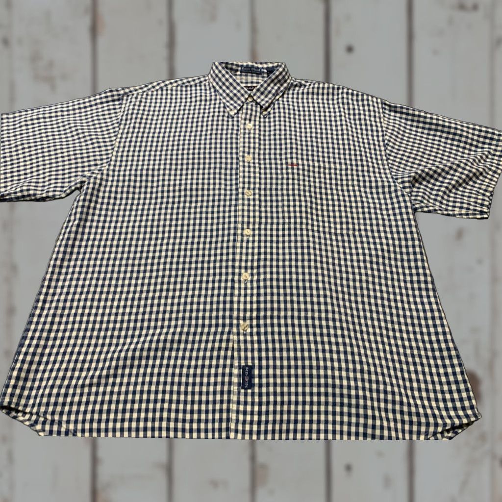 Gant GANT Mens Large Linen Blend Button Down Short Sleeve Blue Plaid Shirt Size US L / EU 52-54 / 3 - 1 Thumbnail