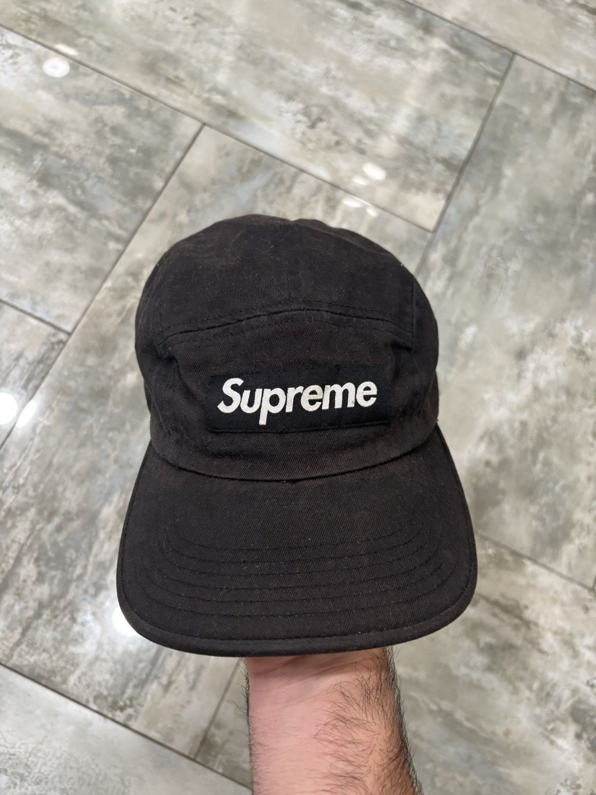 Supreme Supreme 5 Panel Camp Hat 'Black' Red Box Logo | Grailed