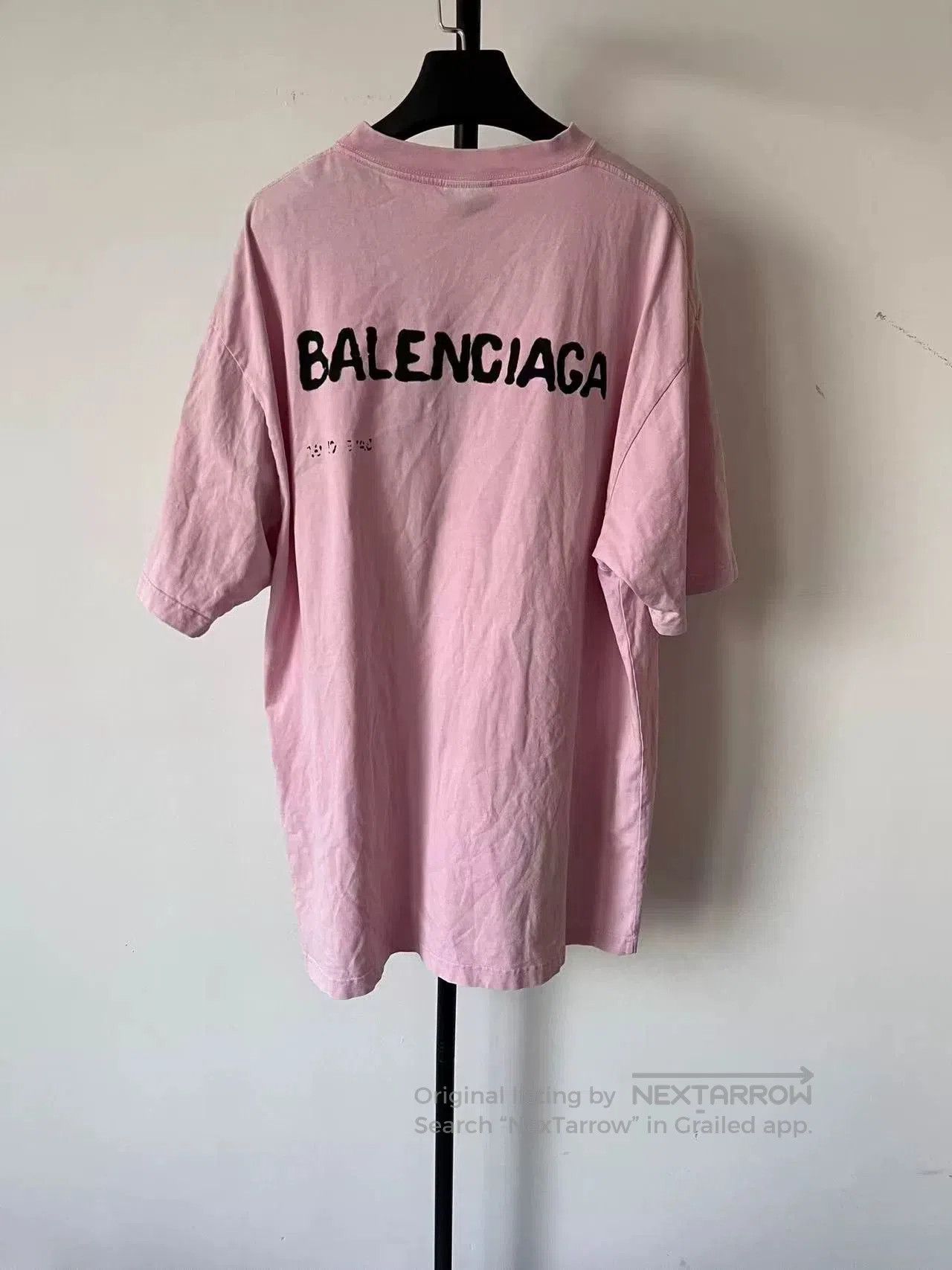Balenciaga Balenciaga Pink Letter Print Short Sleeve T. Size L / US 10 / IT 46 - 2 Thumbnail