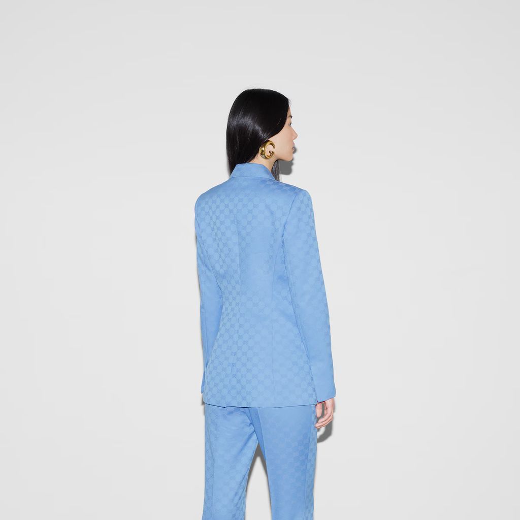 Gucci o1loc1c0226 787674 GG Cotton Gabardine Jacket in Dusty Blue Size XS / US 0-2 / IT 36-38 - 4 Thumbnail