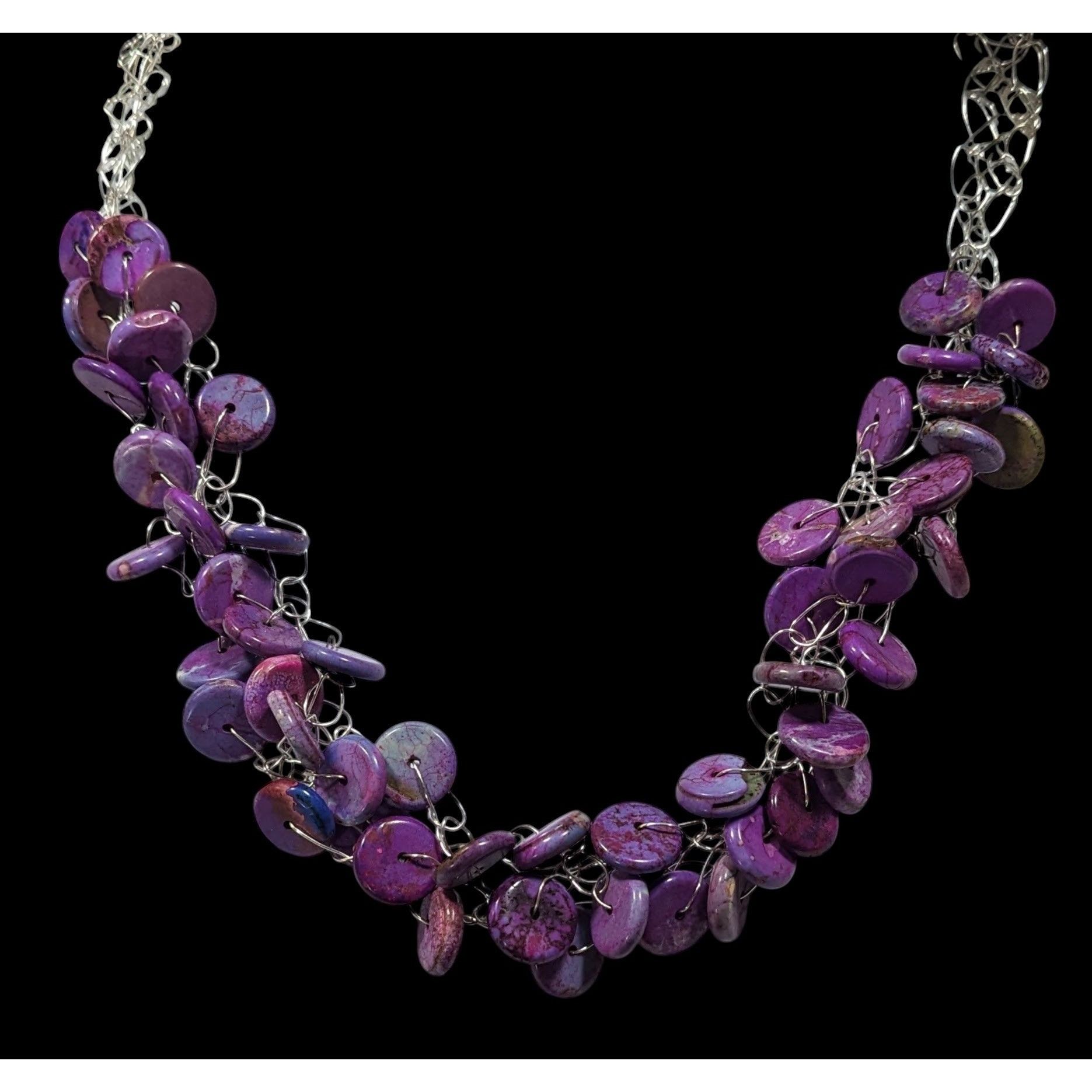 Other Handmade Purple Stone Beaded Statement Necklace Size ONE SIZE - 2 Thumbnail