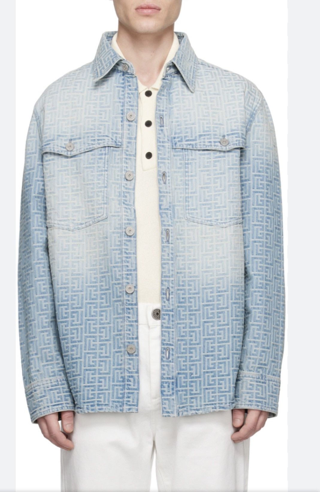 Balmain Monogram Denim overshirt size 46 Size US S / EU 44-46 / 1 - 1 Thumbnail