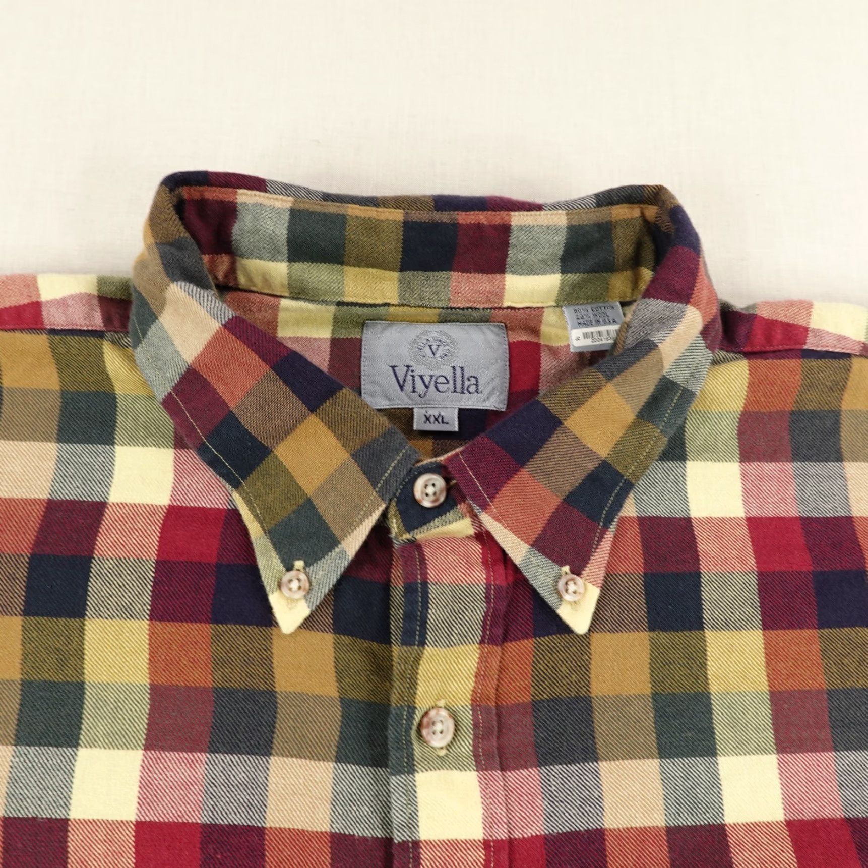 Vintage VINTAGE Viyella Shirt Mens 2XL Plaid Flannel Button-Up Wool Blend Red White Green Cotton Button-Down Collared Long Sleeve Regular Mens Size US XXL / EU 58 / 5 - 2 Thumbnail
