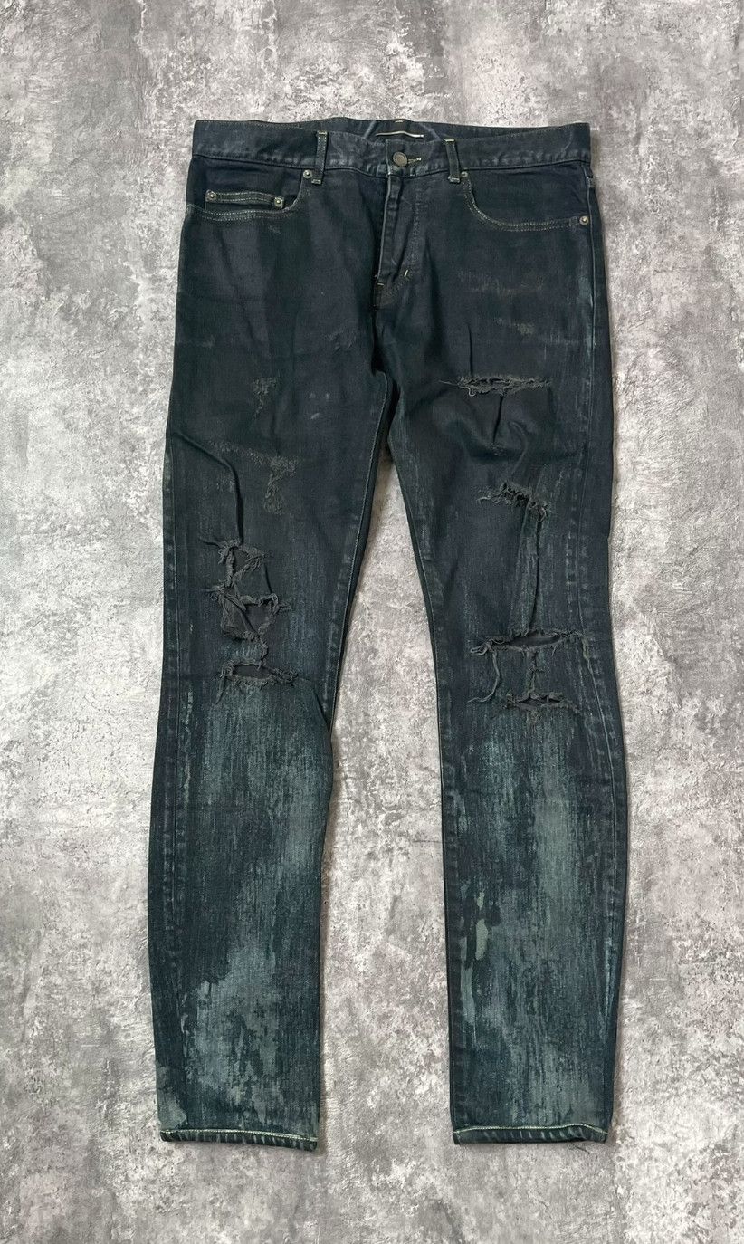 Saint Laurent Paris Saint Laurent Distressed Black Denim Jeans. Size US 32 / EU 48 - 1 Thumbnail