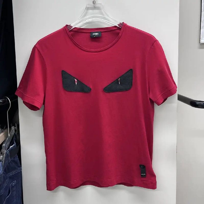 Fendi Fendi Red T-Shirt with Black Details 0089 Size US L / EU 52-54 / 3 - 1 Thumbnail