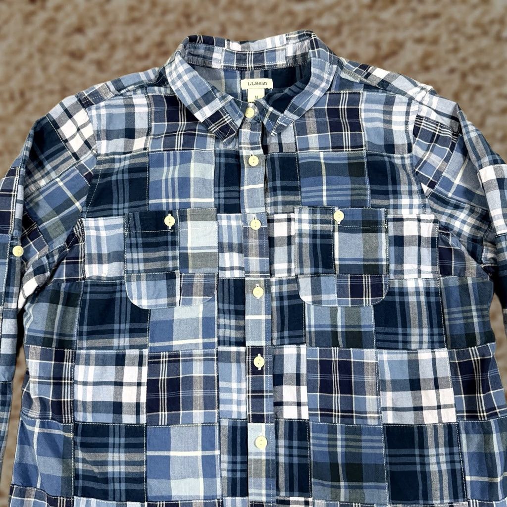 Vintage LL Bean Quilted Patches Button-Up Long Sleeve Shirt Blue Women's Size Medium Size M / US 6-8 / IT 42-44 - 1 Thumbnail