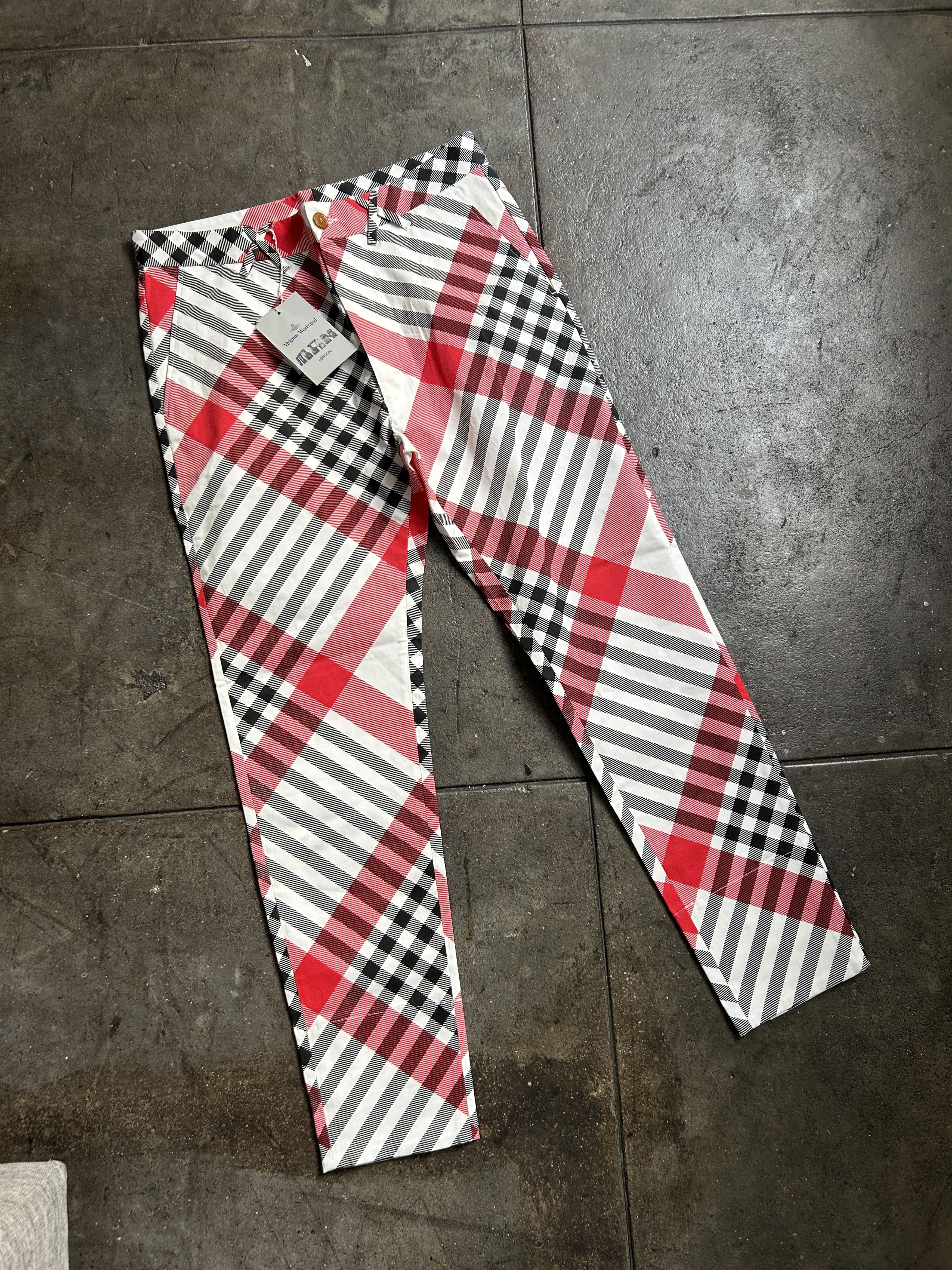 image of Vivienne Westwood 1100$ New W/ Tags Tartan Pants From 2016 in Red Tartan, Men's (Size 34)