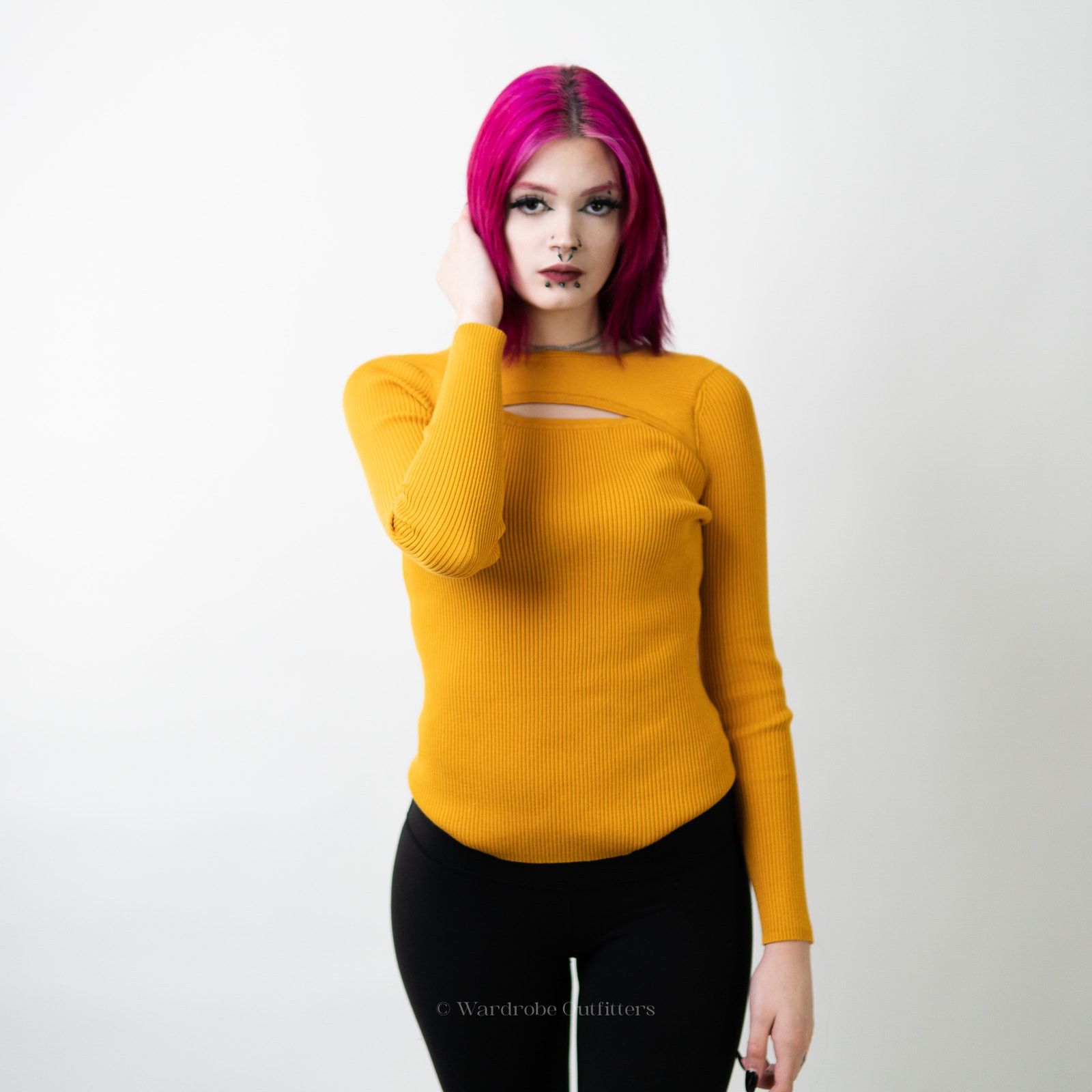 Urban Outfitters Fall Yellow Ribbed Long Sleeve Smocked Crewneck Sweater - L Size L / US 10 / IT 46 - 6 Thumbnail