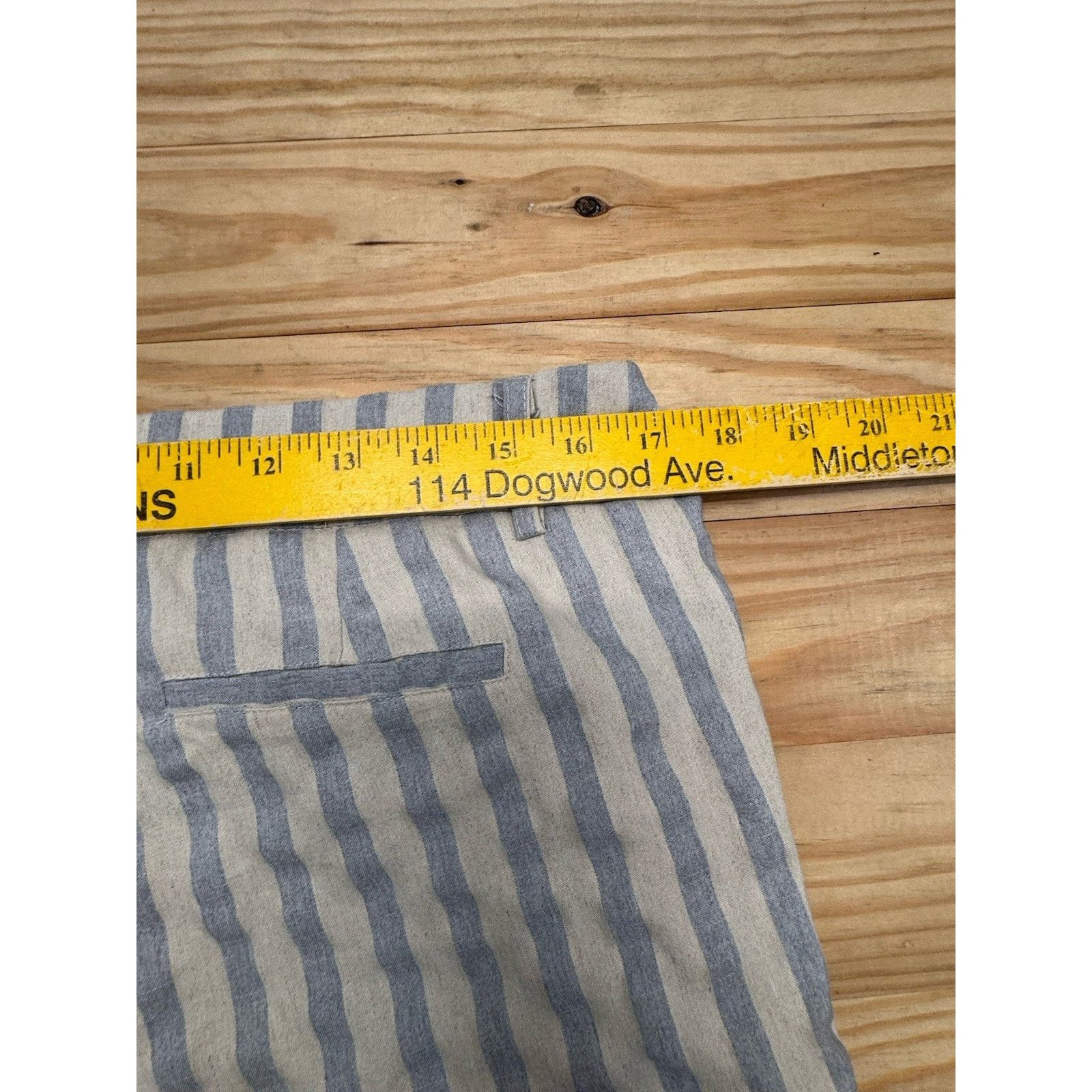 Other Sharagano Pull On Linen Blend Pants Blue Gray Stripe Size 10 Size 32" / US 10 / IT 46 - 3 Thumbnail