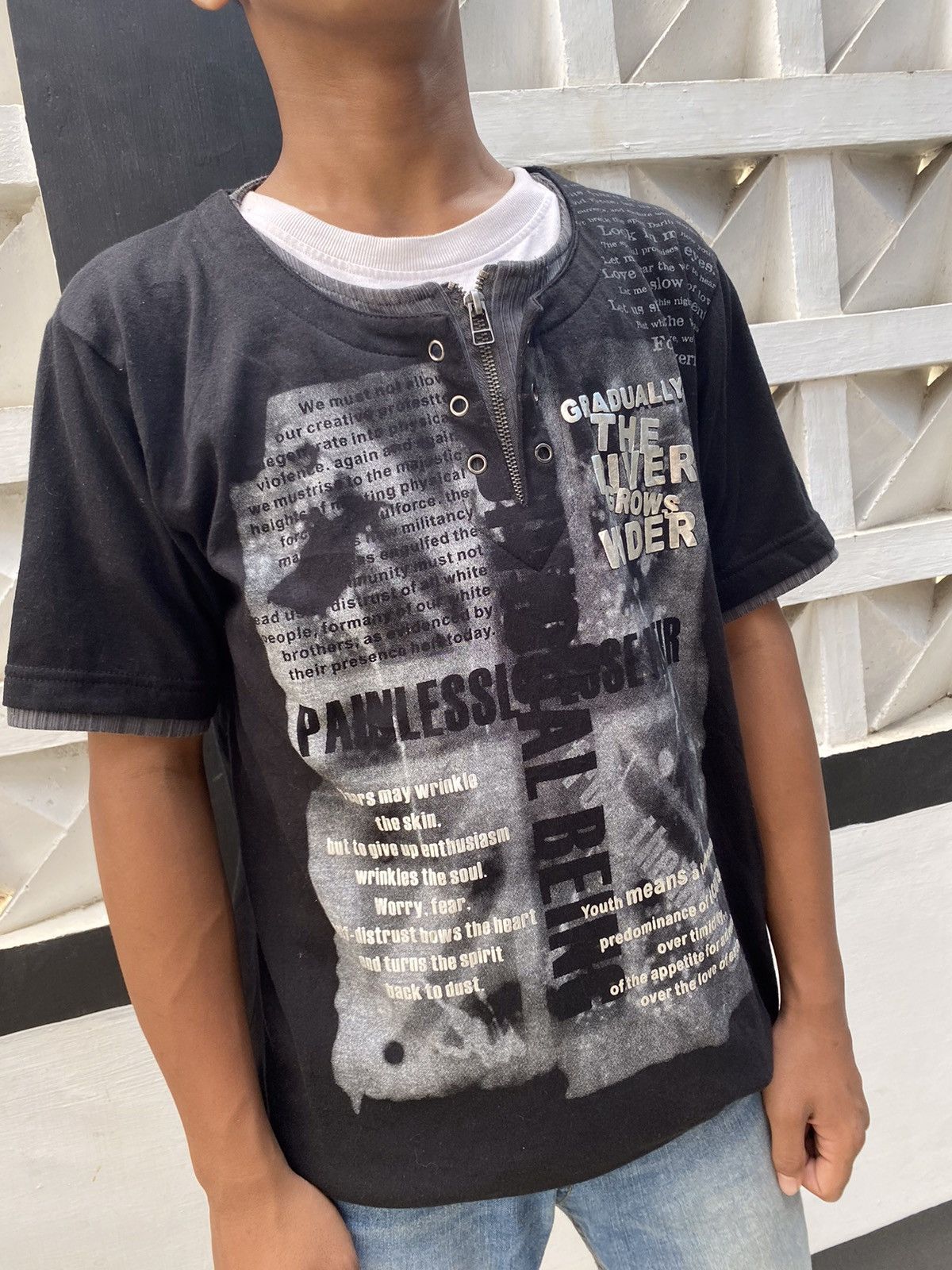 Japanese Brand 💸LAST DROP💸Vintage y2k spinash poem double layered tee Size US L / EU 52-54 / 3 - 3 Thumbnail