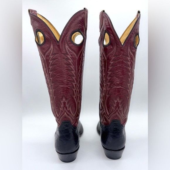 Tony Lama VGT. TONY LAMA Two-Tone Western Women’s Knee Length Leather Size US 7 / IT 37 - 2 Thumbnail