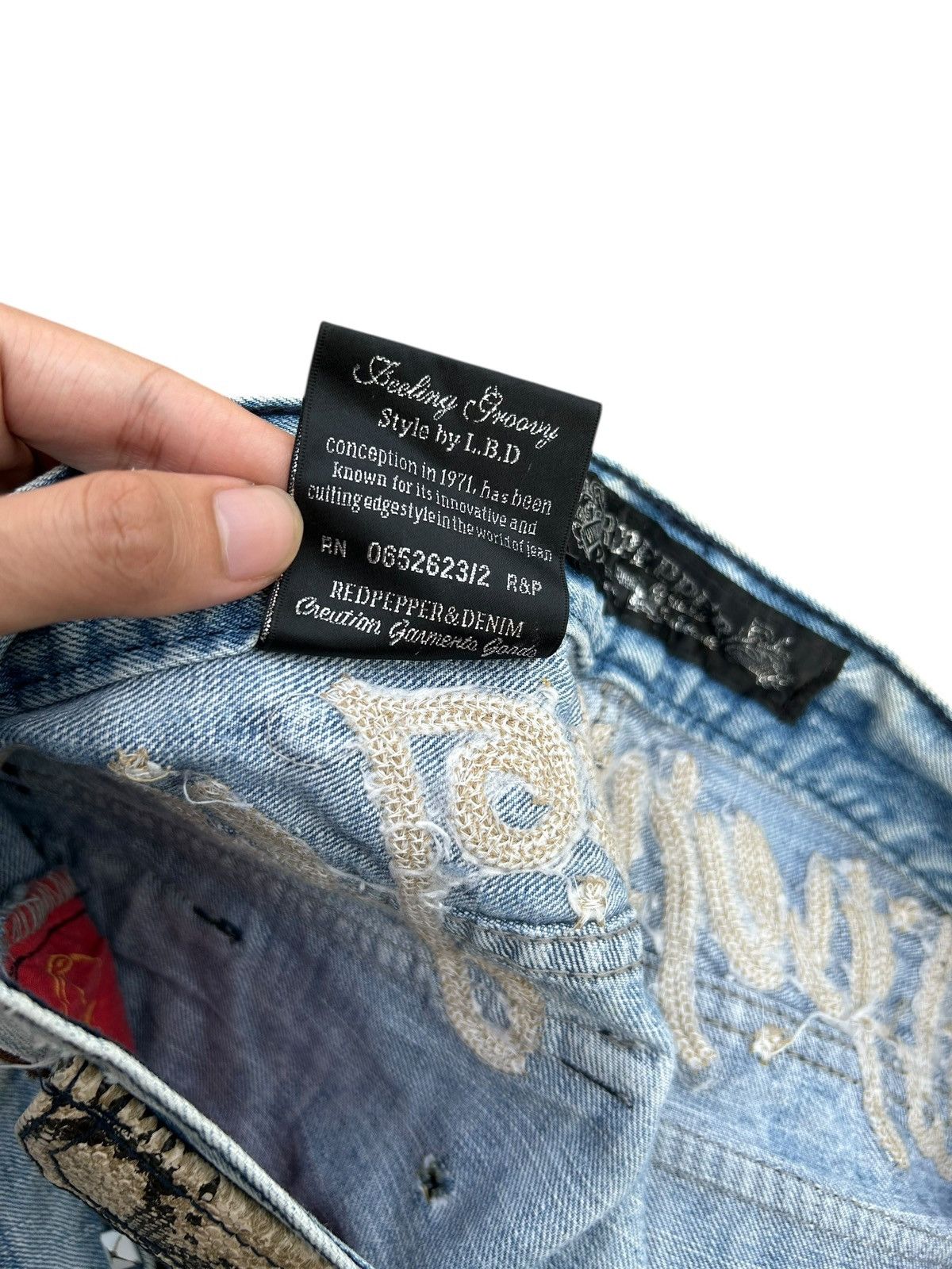 Kapital Red Pepper Japan Studded Snake Skin pocket Distressed Denim Size US 34 / EU 50 - 15 Thumbnail
