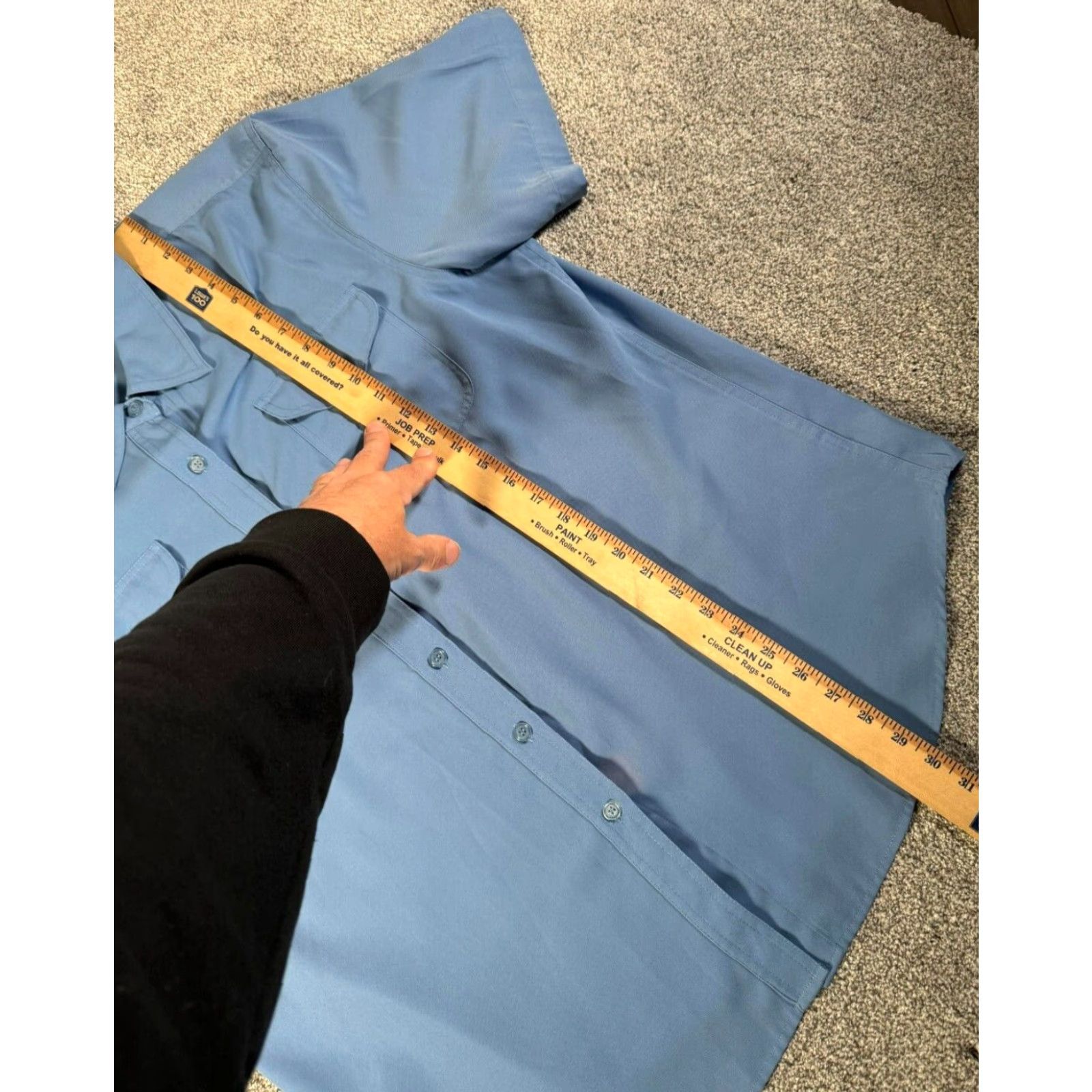 Essentials VINTAGE Modern Essentials Shirt Womens XL 90s Minimalist Office Academia Pockets Blue Button-Up Short Sleeve Size XL / US 12-14 / IT 48-50 - 7 Thumbnail