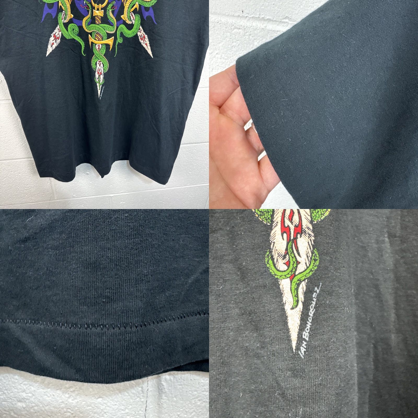 Liquid Blue VINTAGE Liquid Blue T Shirt Black 90s Graphic Print Cow Skull Snake Sword XL Mens Size US XL / EU 56 / 4 - 9 Thumbnail