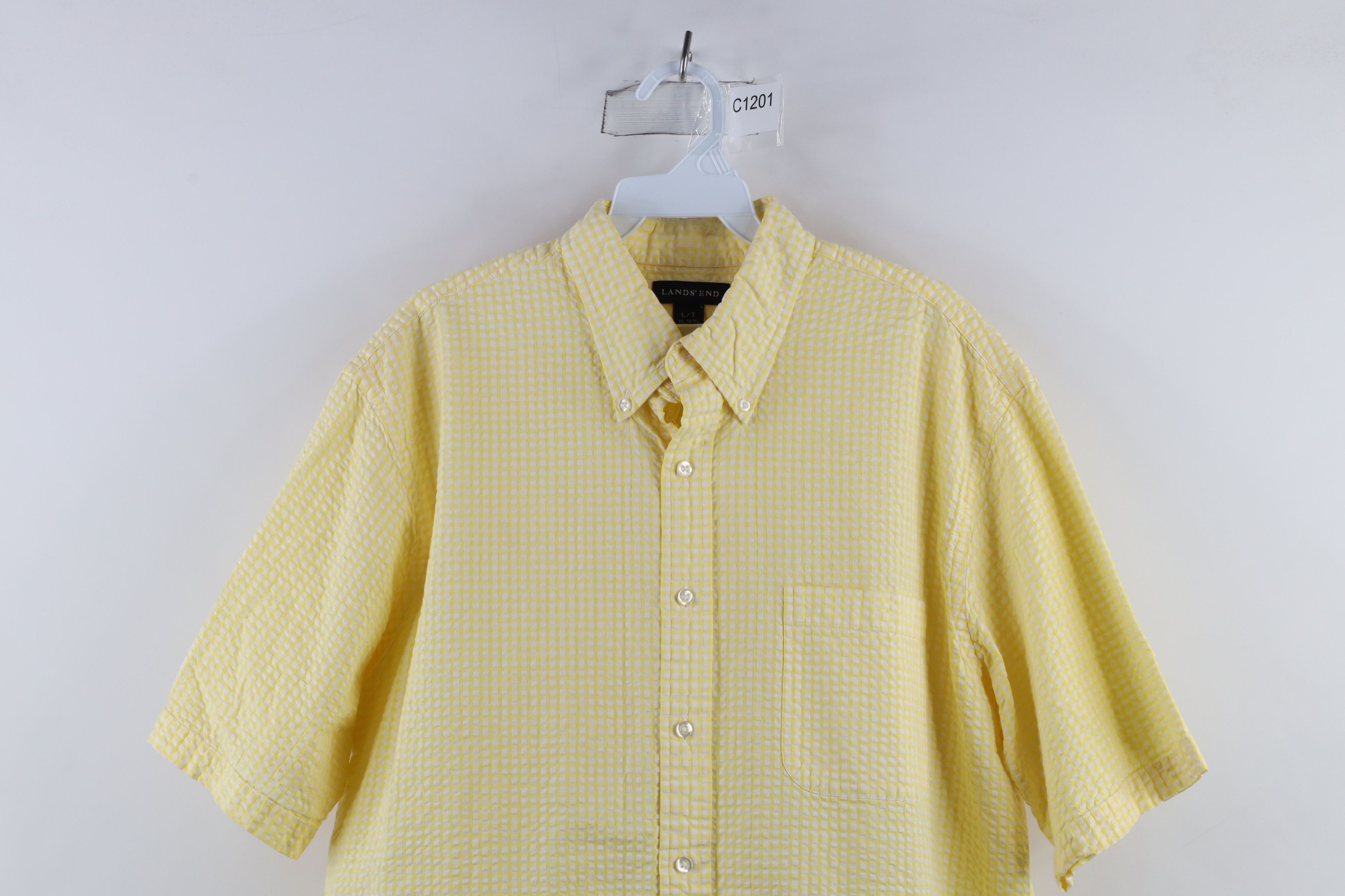 Lands' End × Vintage Vintage Lands End Seer Sucker Short Sleeve Button Down Shirt Size US L / EU 52-54 / 3 - 2 Thumbnail