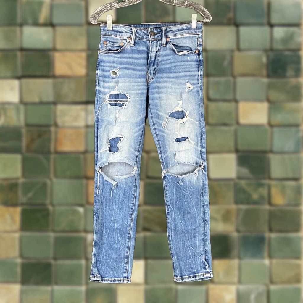 American Eagle Outfitters American Eagle Slim Distressed Jeans Blue Men's 26x27 Size US 26 / EU 42 - 1 Thumbnail