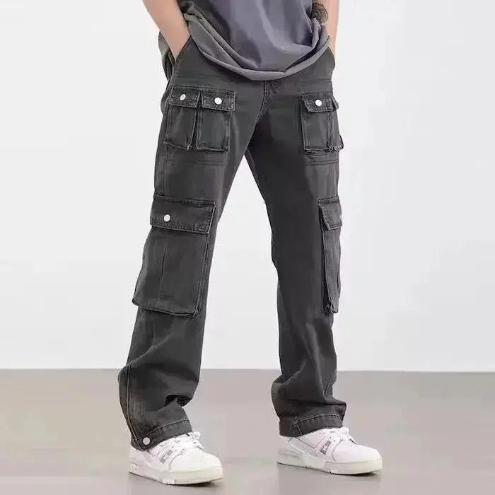 Japanese Brand Gray Color Streetwear Y2K Straight Cargo Pant Size US 30 / EU 46 - 1 Thumbnail