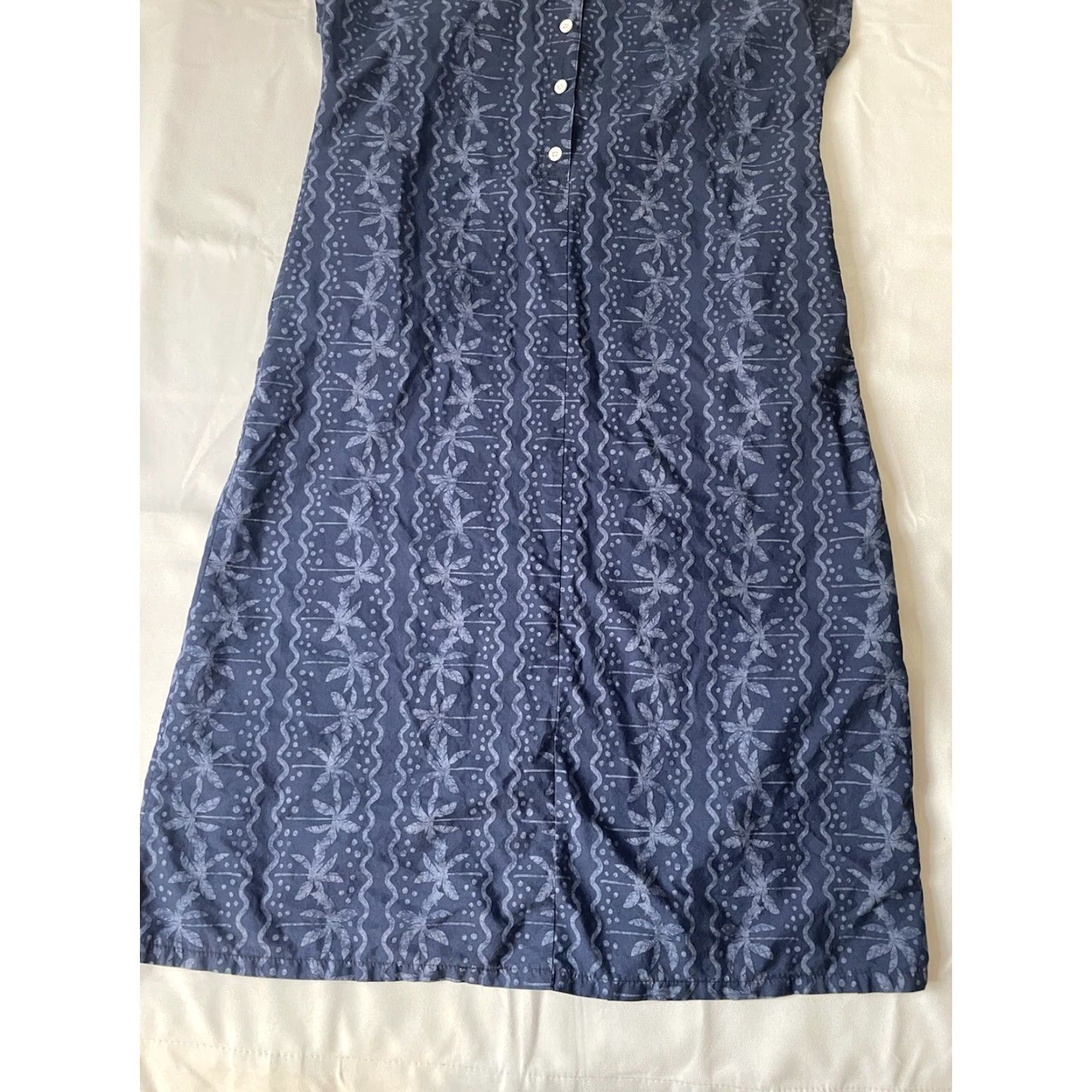 Vintage VINTAGE 90s Y2K Coastal Party Animal Shift Dress Navy Blue Beach Palm MIDI Med Party/Midi Shift Dress Women M Blue 90s Vintage Women Shift Dress Size M / US 6-8 / IT 42-44 - 3 Thumbnail