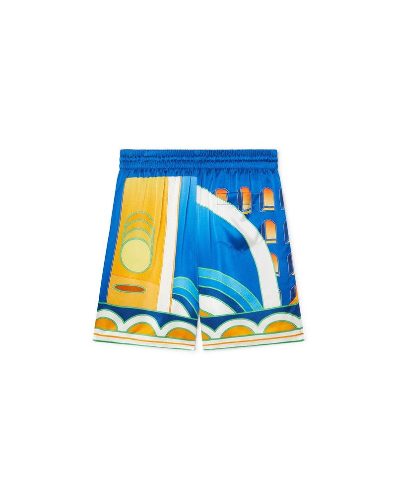 Casablanca o1mle0326 Drawstring Silk Shorts Paysage in Multicolor Size US 28 / EU 44 - 2 Thumbnail