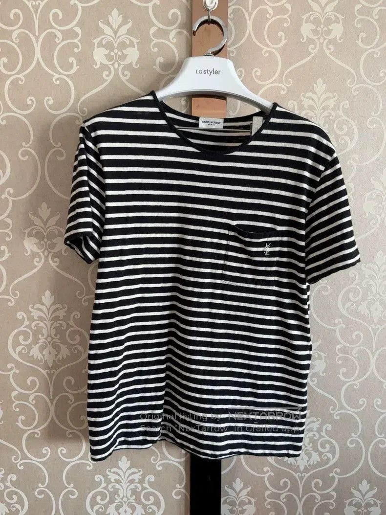 YSL Black White Stripe Short Sleeve T.