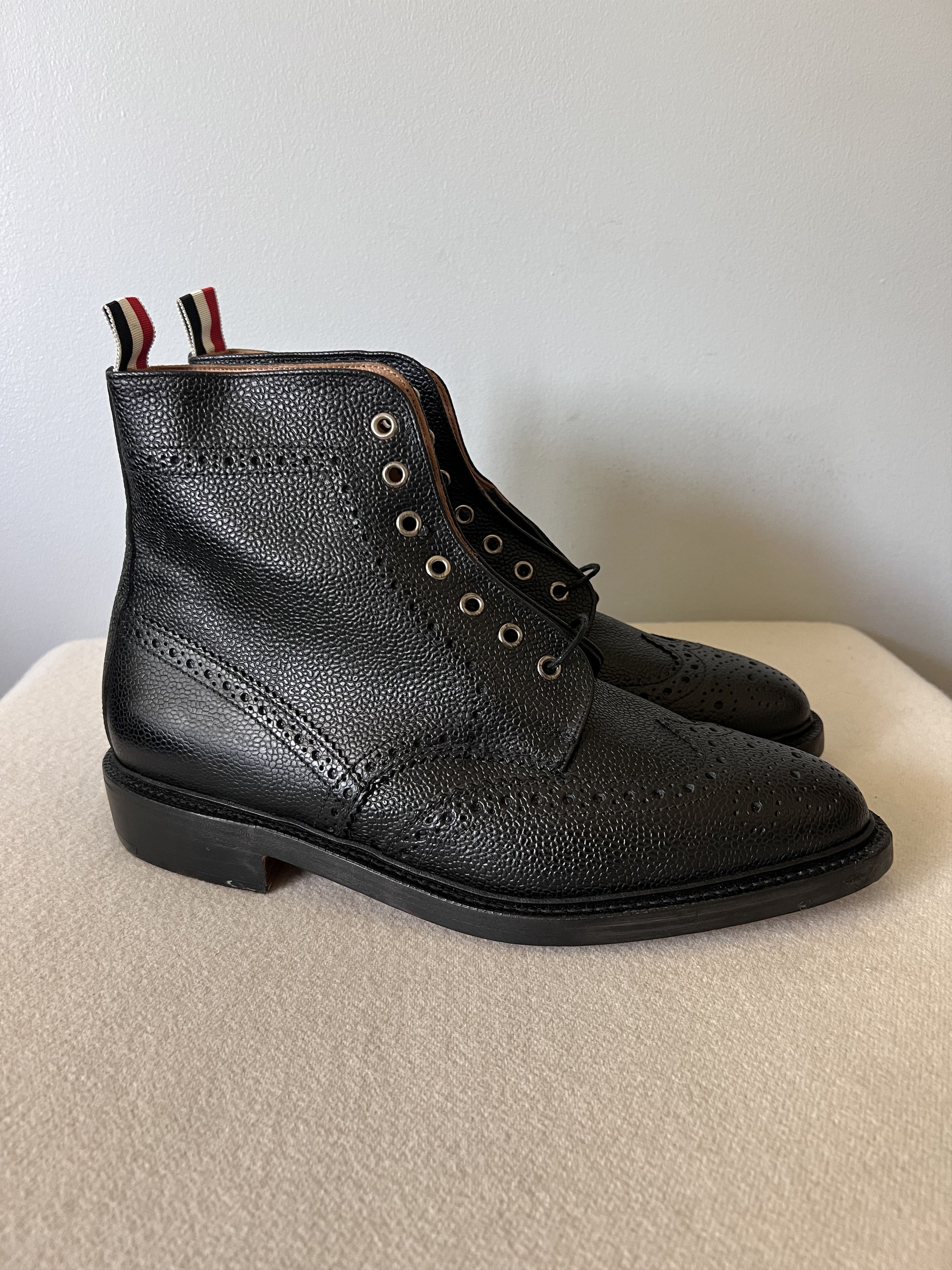 Thom Brown Classic Wingtip Pebble Grain Leather Boots