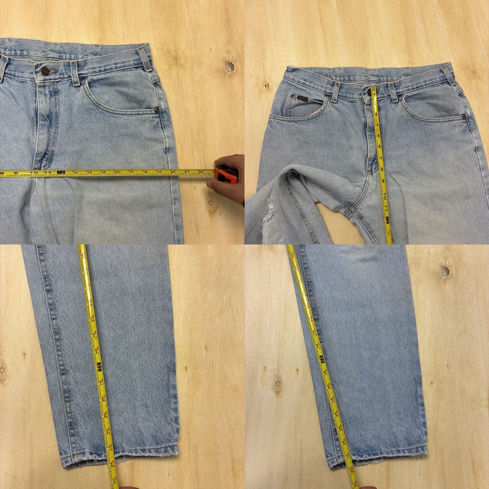 Lee Lee Jeans Mens 34x32 Regular Straight Light Wash Blue Denim Distressed Casual Size US 34 / EU 50 - 8 Thumbnail