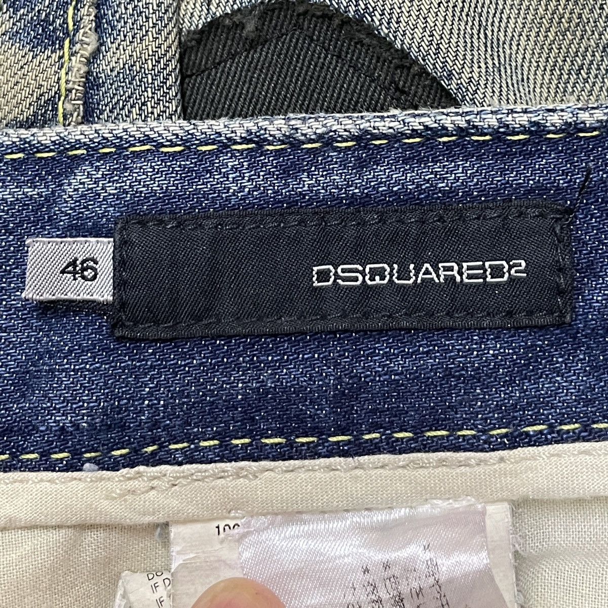 Le Grande Bleu (L.G.B.) Rare Design Vintage Dsquared2 Patchwork Flared Jeans 2000s Size US 33 - 10 Thumbnail