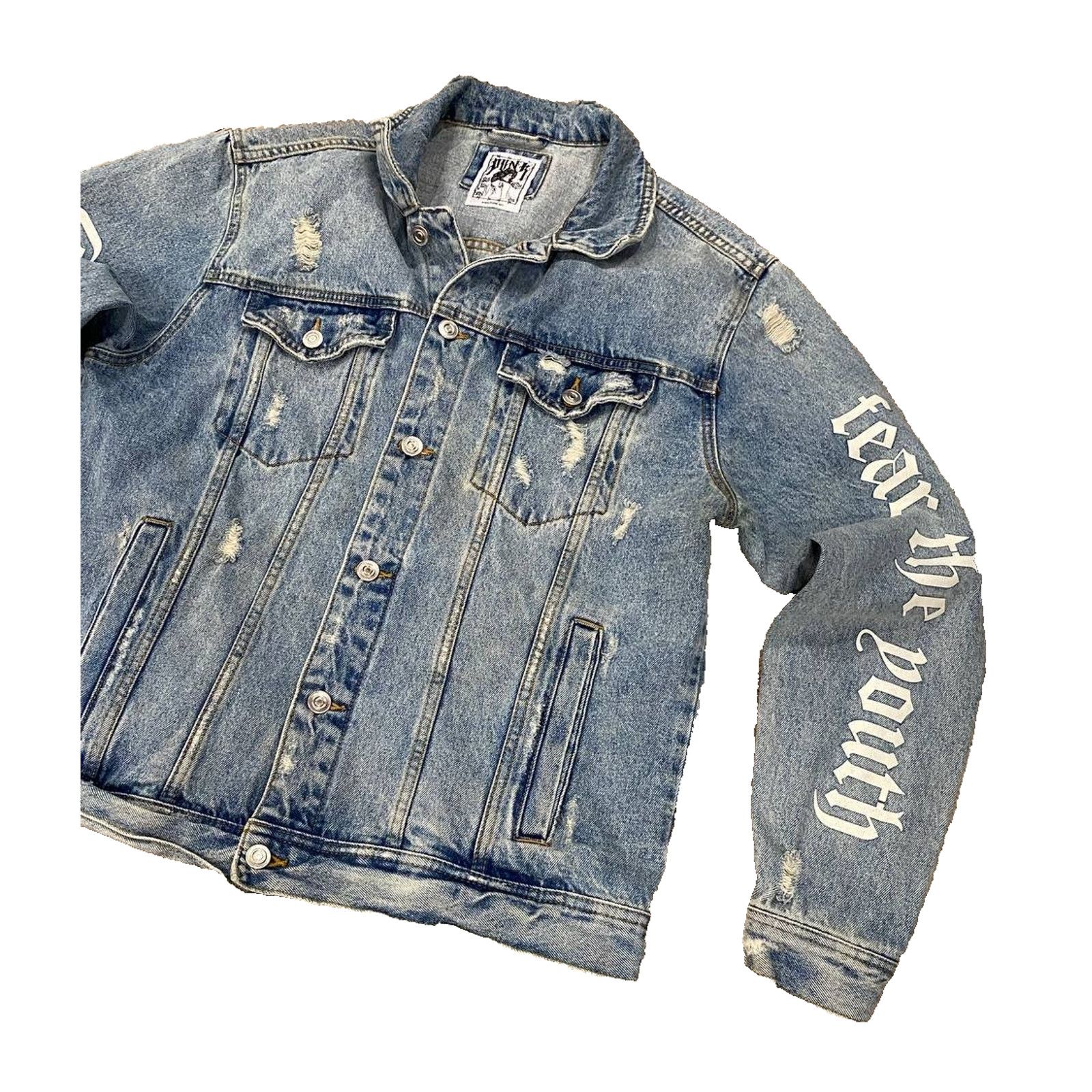 Other PUNK LA Anarchy Pink Distressed Jean Jacket Mosh Y2K sz M Size US M / EU 48-50 / 2 - 4 Thumbnail