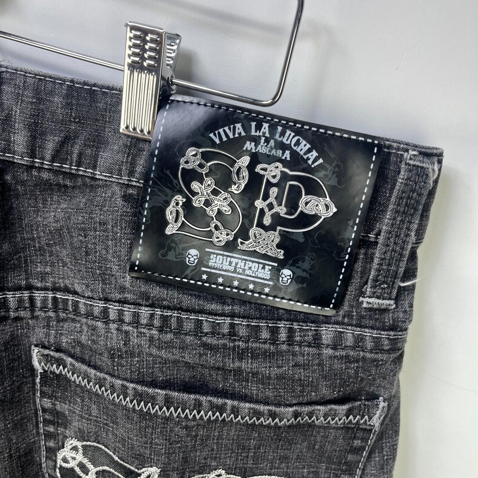 Southpole Vintage Southpole Viva La Lucha Baggy Black Denim Jeans 36 Size US 36 / EU 52 - 4 Thumbnail