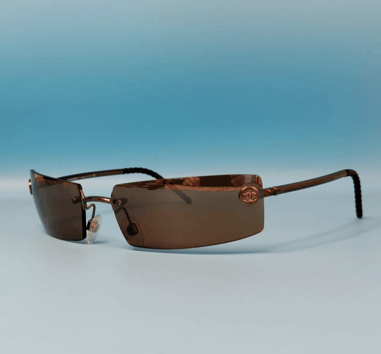 Chanel × Vintage CHANEL Sunglasses 4047 Wrap Shield Rhinestone 4017 Vintage Size ONE SIZE - 1 Thumbnail