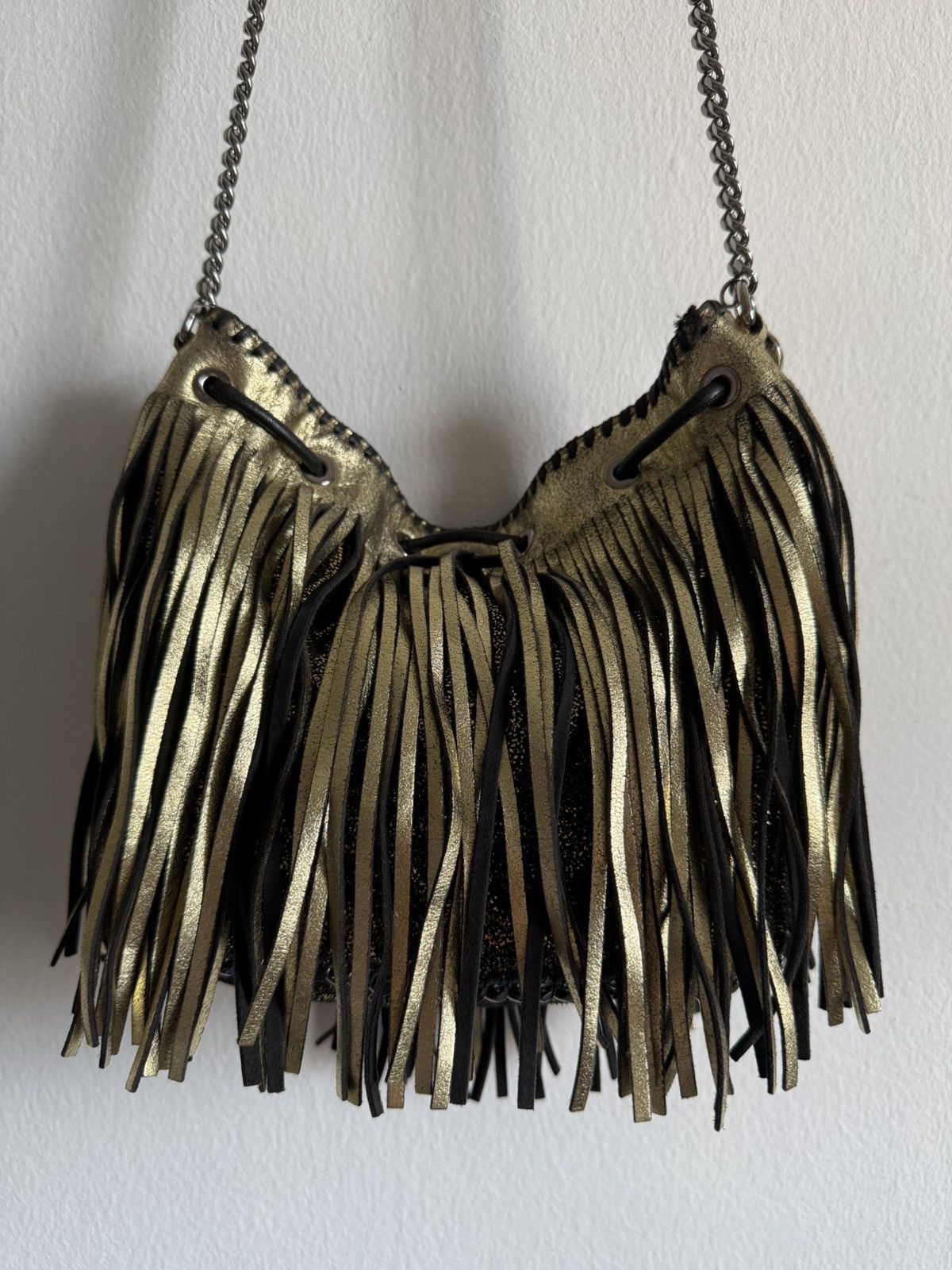 Stella McCartney Stella McCartney Gold Faux Leather Mini Fringe Falabella bag Size ONE SIZE - 8 Thumbnail