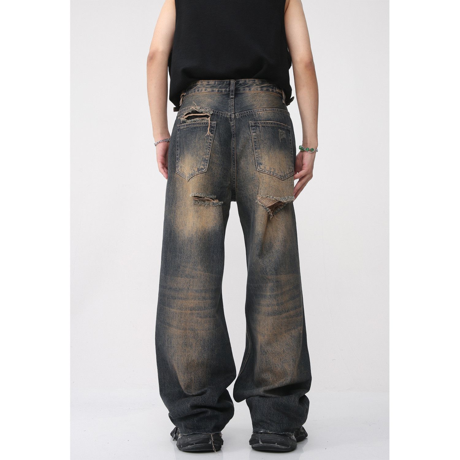 Japanese Brand Retro loose fringed ripped jeans Size US 30 / EU 46 - 3 Thumbnail