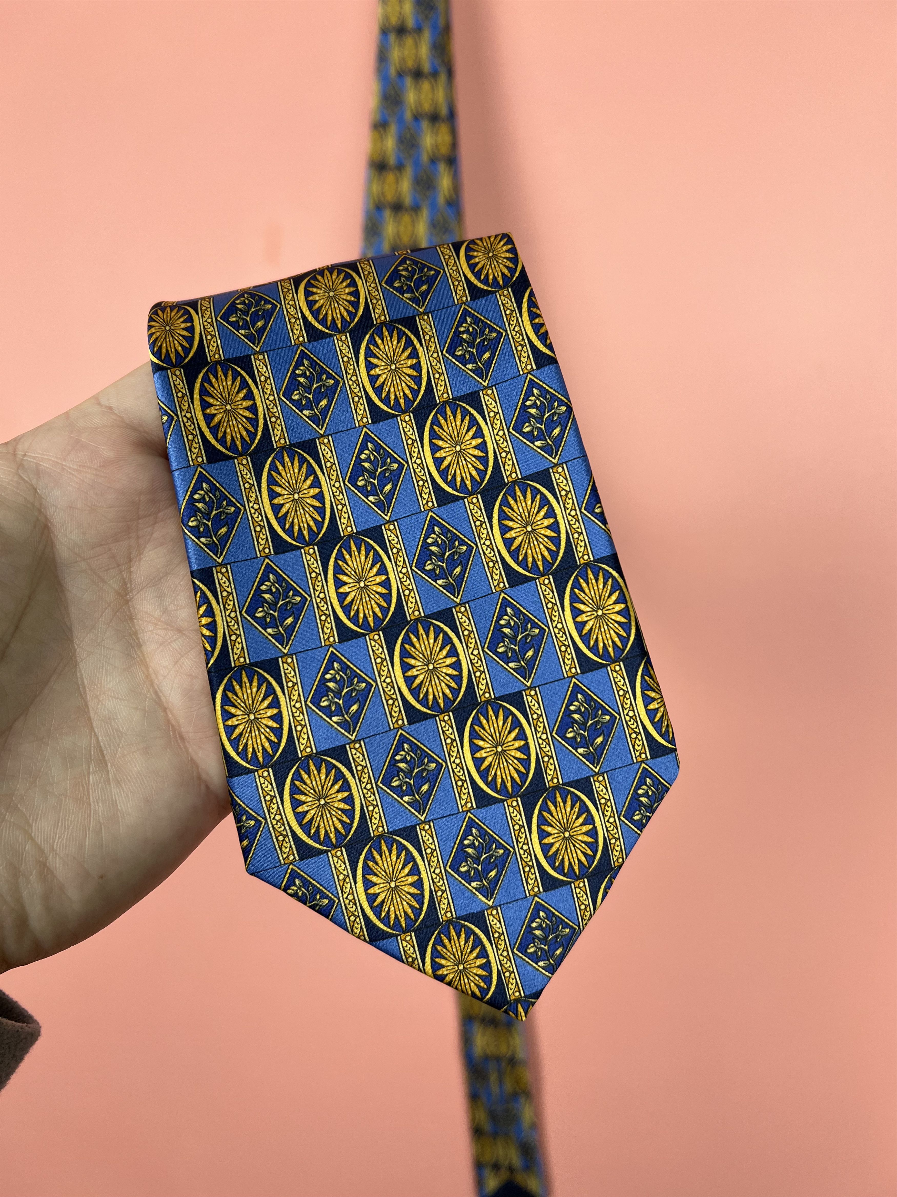 Lanvin Lanvin gold blue tie streetwear Paris France luxury silk Size ONE SIZE - 4 Thumbnail