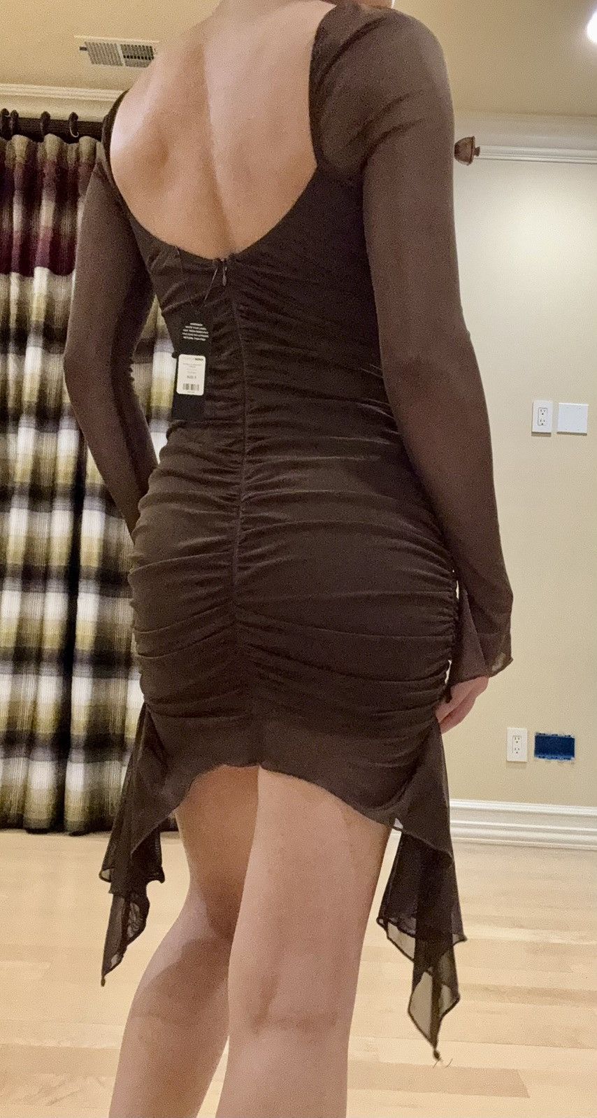 Fashion Nova Fashion Nova Chocolate Brown Cutout High-Low Bodycon Dress Size S / US 4 / IT 40 - 4 Thumbnail