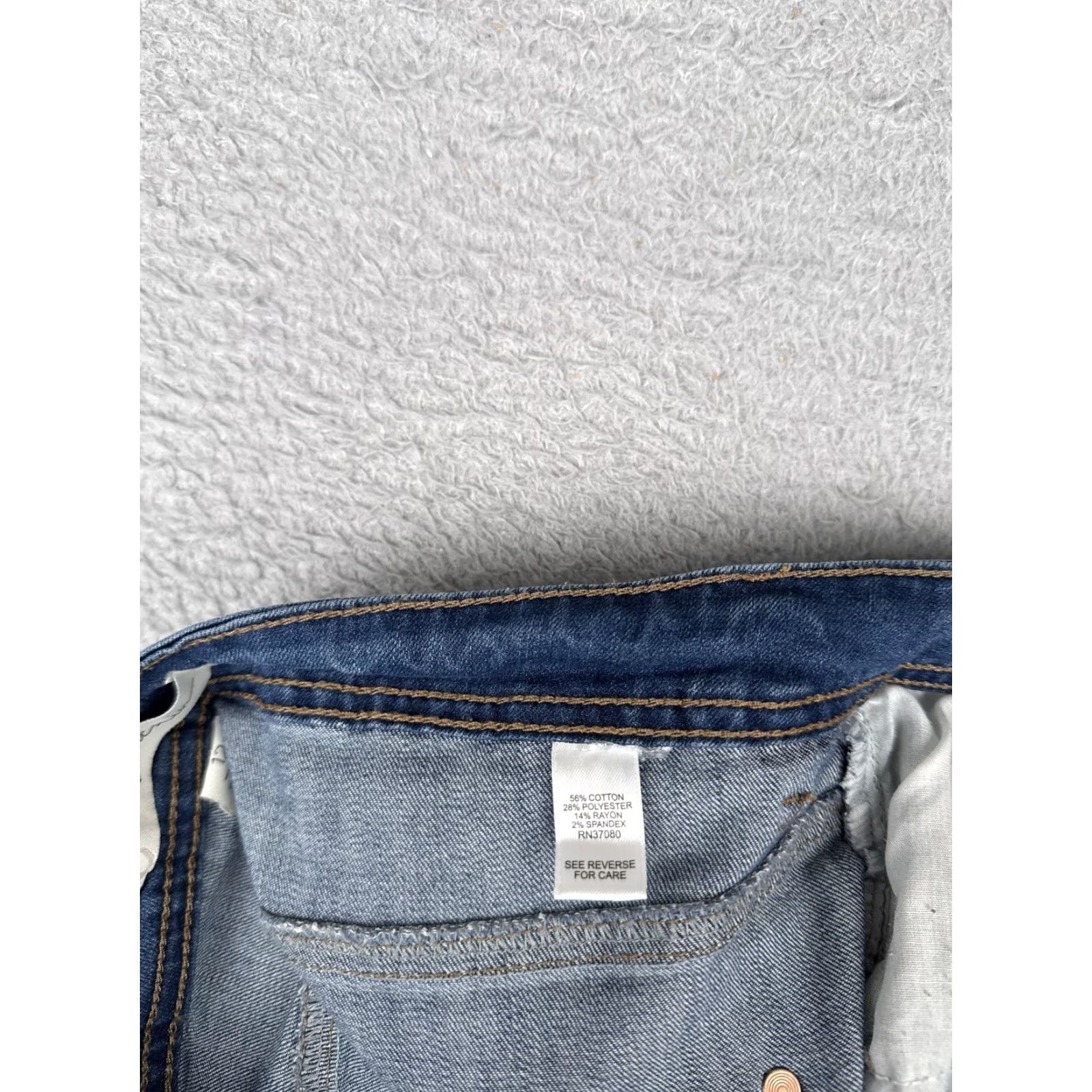 Denime C EST. 1946 Jeans Women 12 Blue Distressed Button Fly Stretch Straight Leg Denim Jeans Size 34" / US 12 / IT 48 - 7 Thumbnail