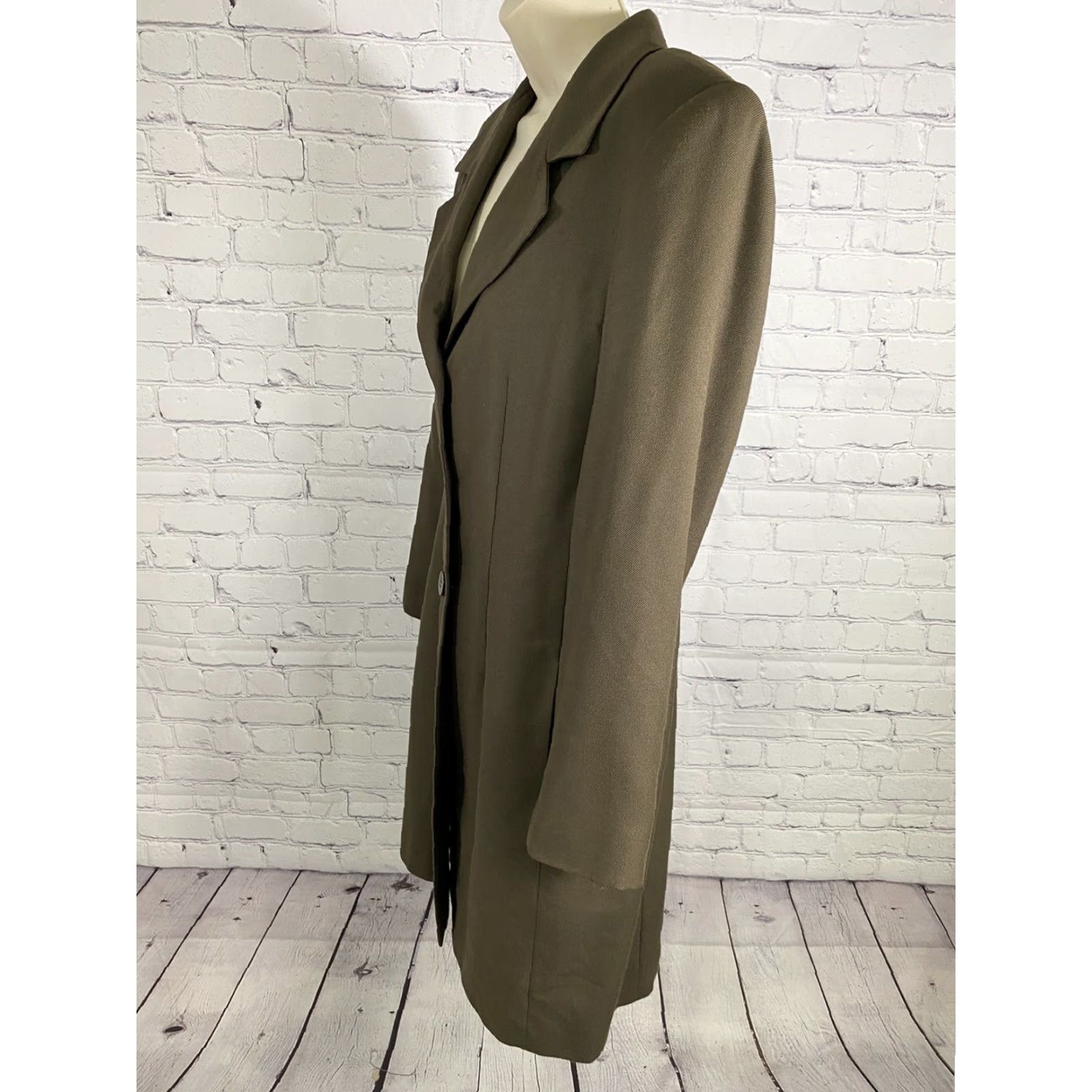 Vintage VINTAGE CHAD STEVENS Coat Womens 8 Green Long Forrest 3 Button Lined Jacket Size M / US 6-8 / IT 42-44 - 3 Thumbnail