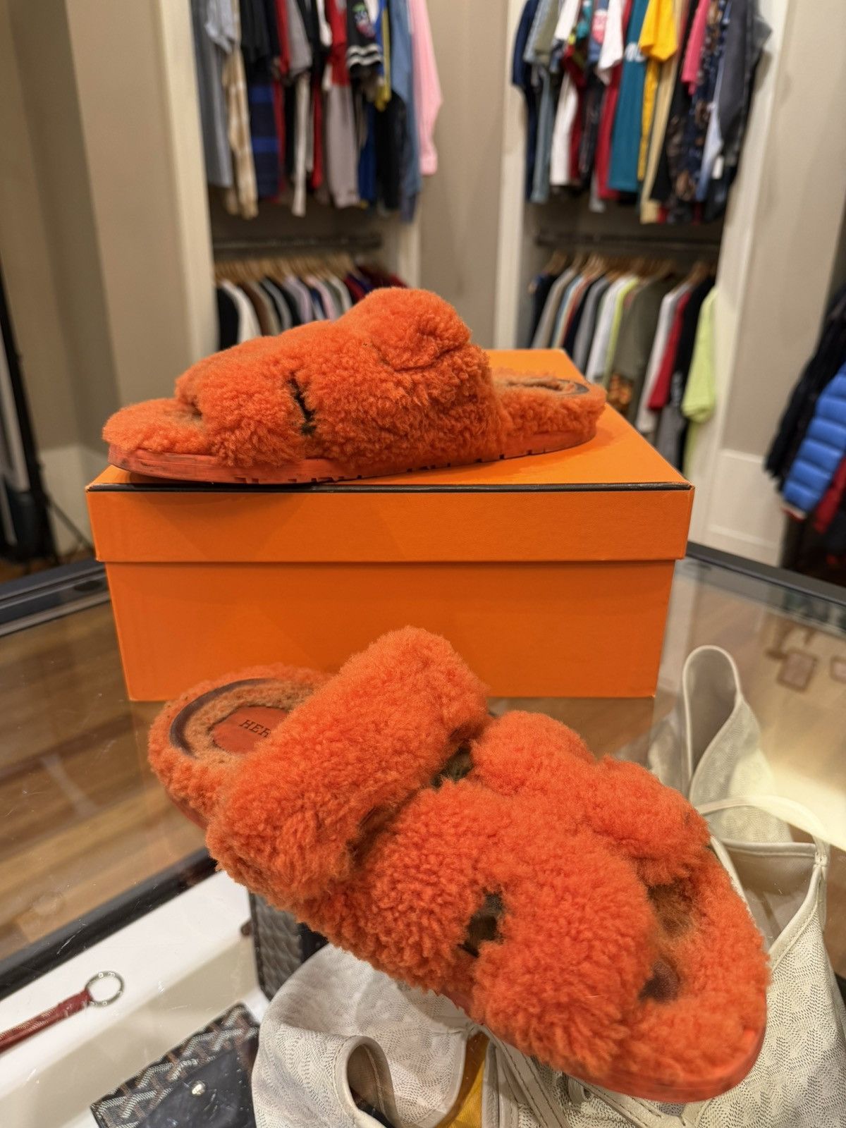 Hermes Hermes Chypre Wool Sandals - Orange Size US 9 / IT 39 - 2 Thumbnail