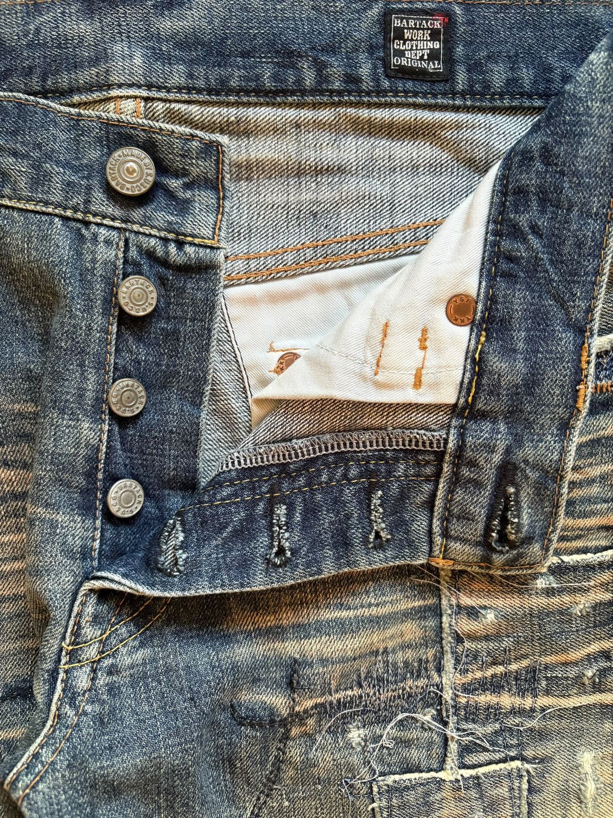 Japanese Brand Vintage Japanese Brand Rusty Mud Wash Patched Loose Jeans Size US 32 / EU 48 - 3 Thumbnail